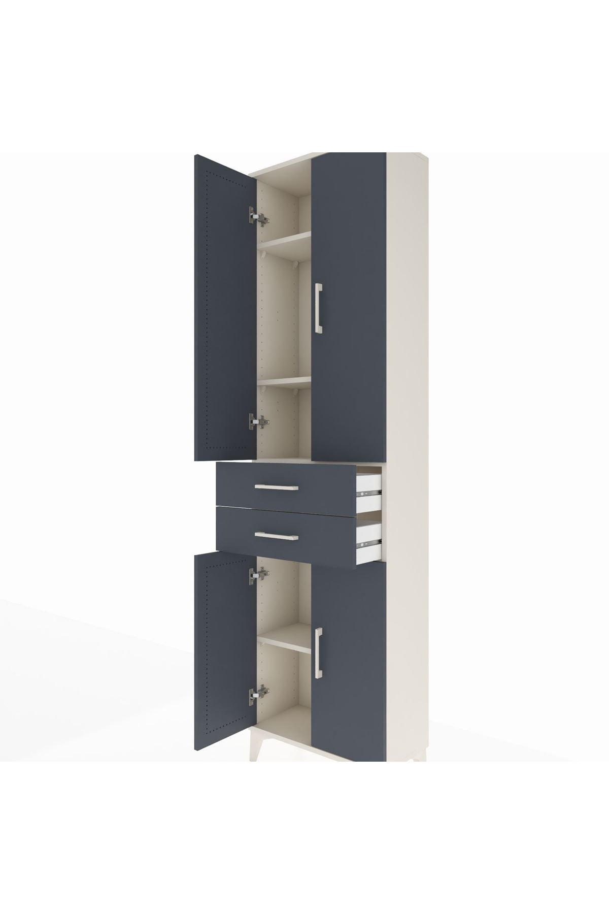 Arges Dolap 4 Raflı 2 Çekmeceli 4 Kapaklı 60x30x221 - S29M196V2A