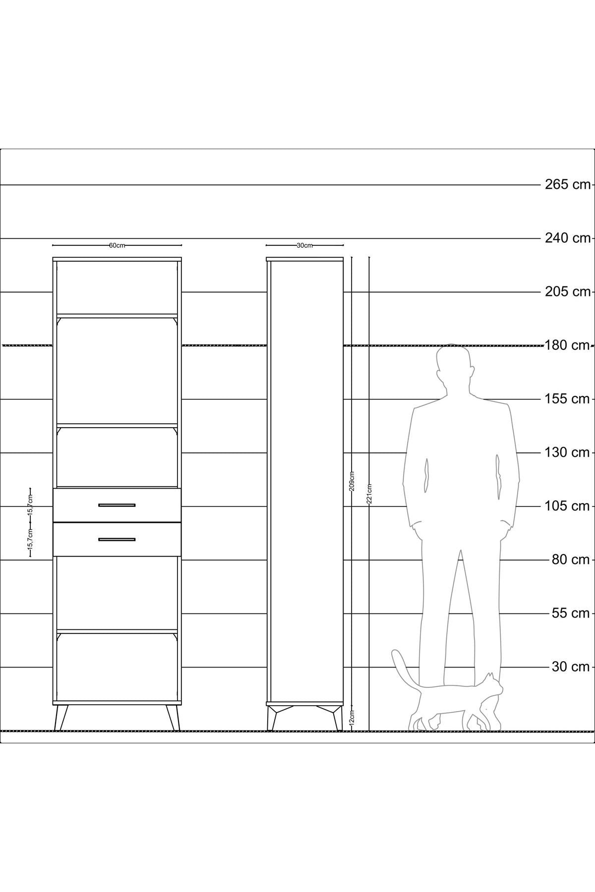 Arges Dolap 4 Raflı 2 Çekmeceli 60x30x221 - S29M199V6A