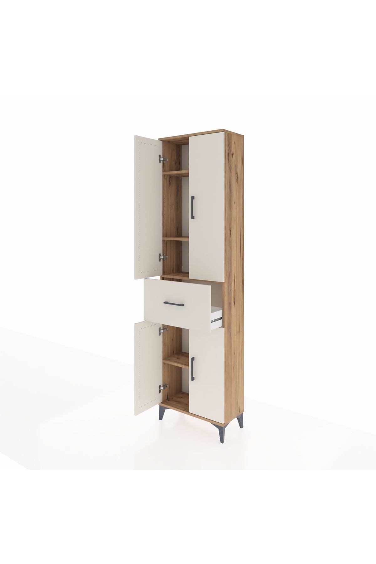 Arges Dolap 4 Raflı Tek Çekmeceli 4 Kapaklı 60x30x221 - S29M202V7A