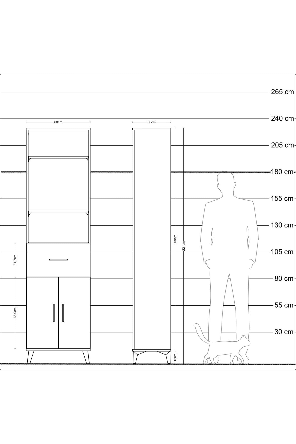 Arges Dolap 4 Raflı Tek Çekmeceli 2 Kapaklı 60x30x221 - S29M204V9A