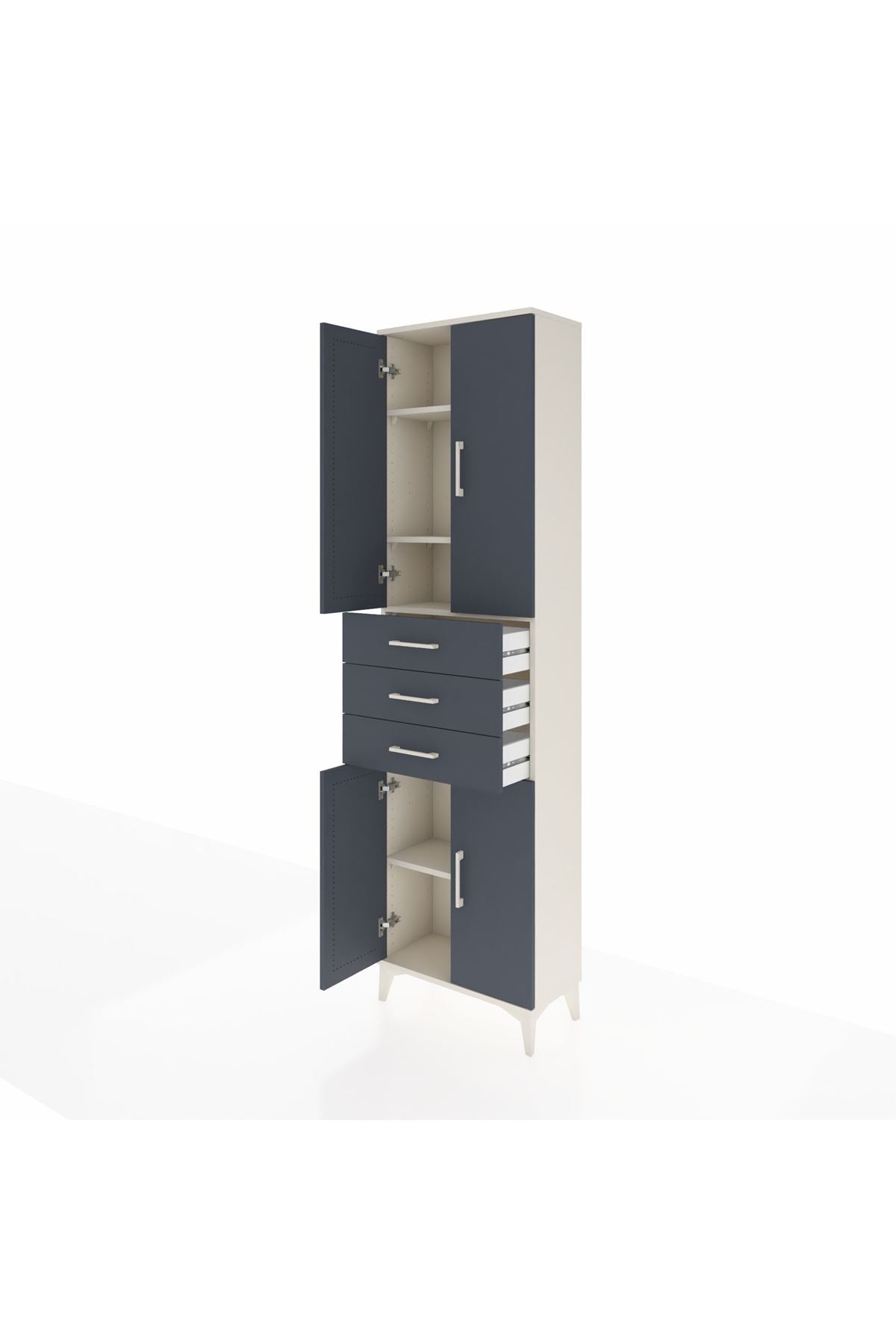 Arges Dolap 4 Raflı 3 Çekmeceli 4 Kapaklı 60x30x221 - S29M212V2A