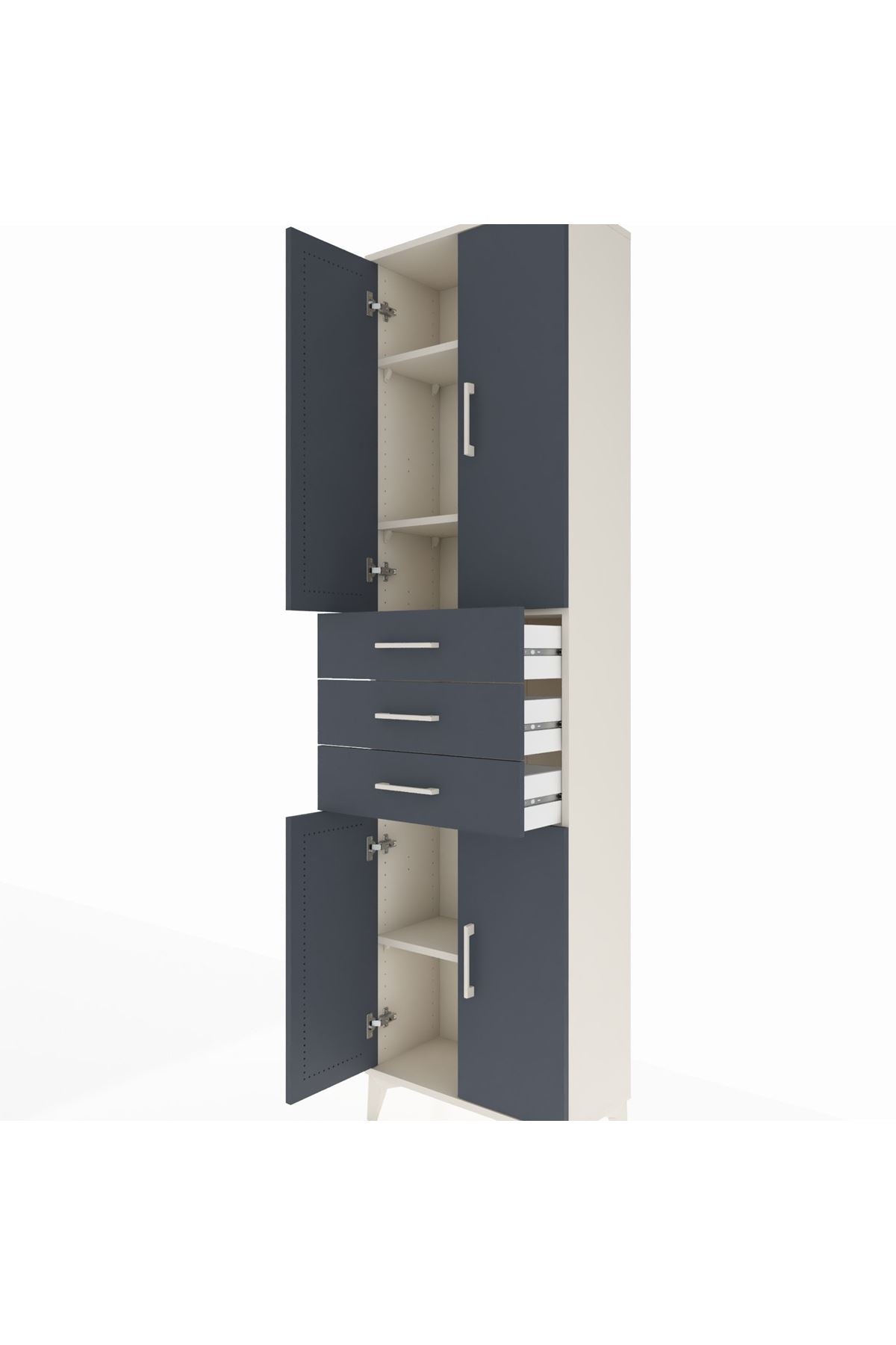 Arges Dolap 4 Raflı 3 Çekmeceli 4 Kapaklı 60x30x221 - S29M212V2A