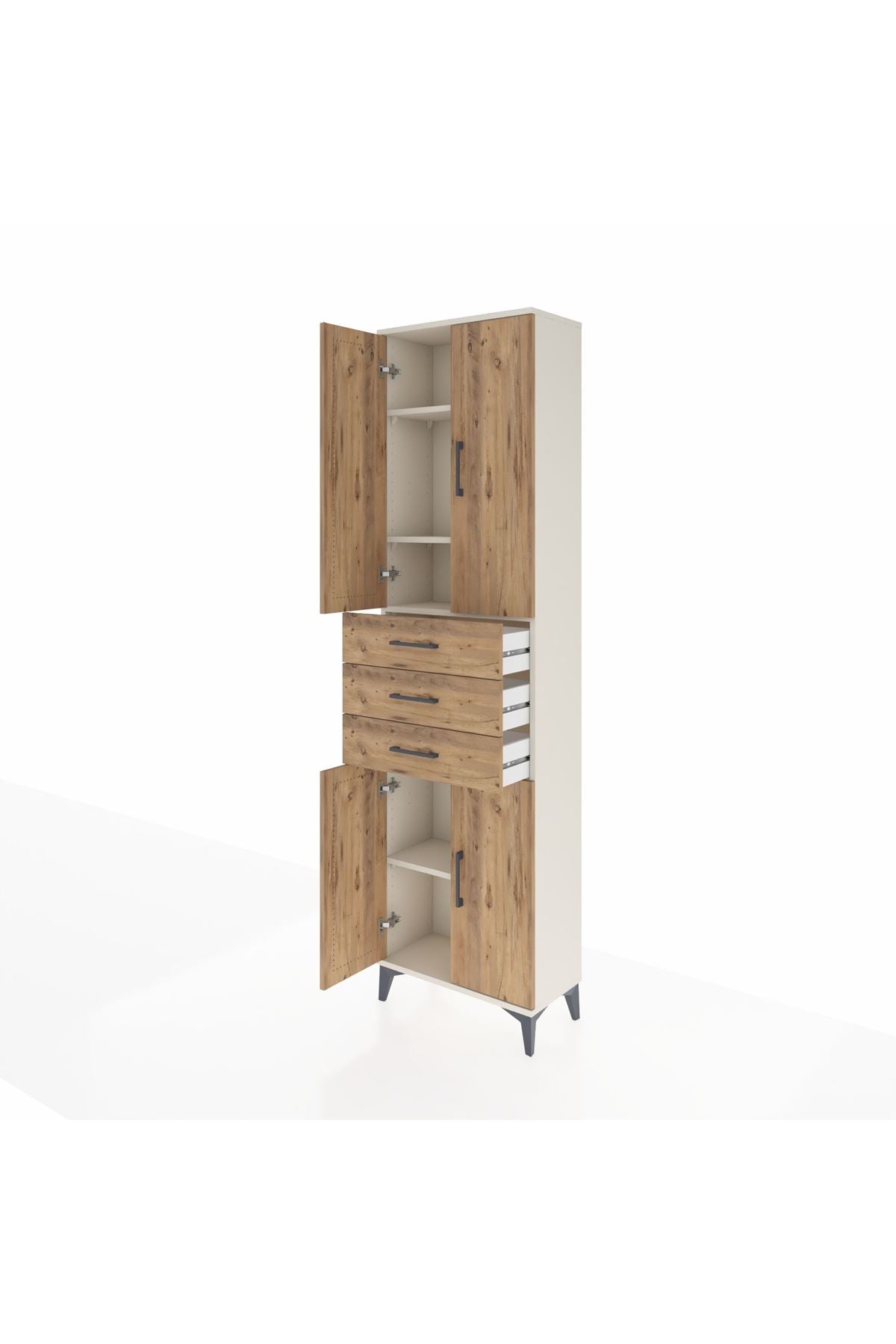 Arges Dolap 4 Raflı 3 Çekmeceli 4 Kapaklı 60x30x221 - S29M212V3A