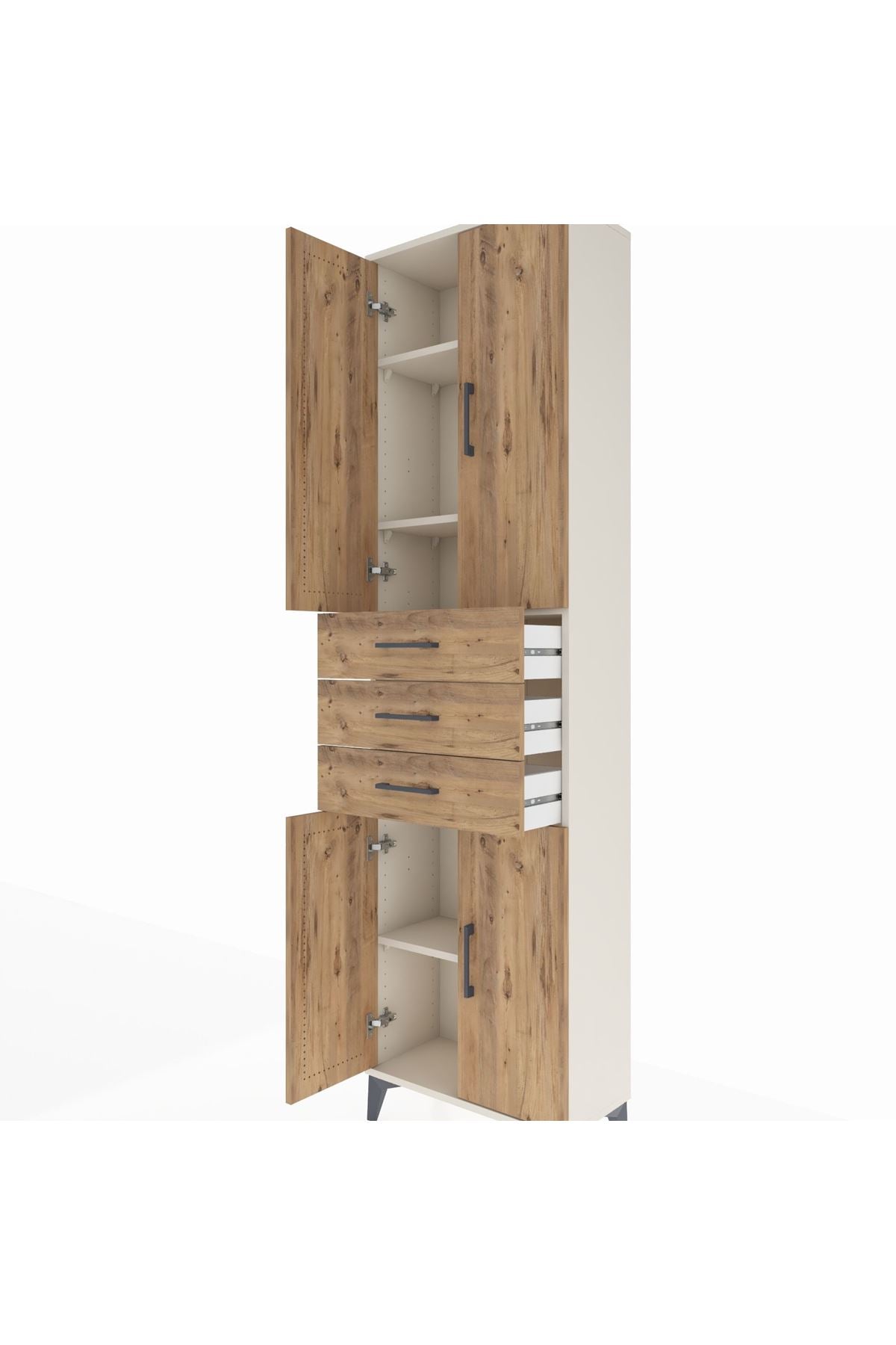 Arges Dolap 4 Raflı 3 Çekmeceli 4 Kapaklı 60x30x221 - S29M212V3A