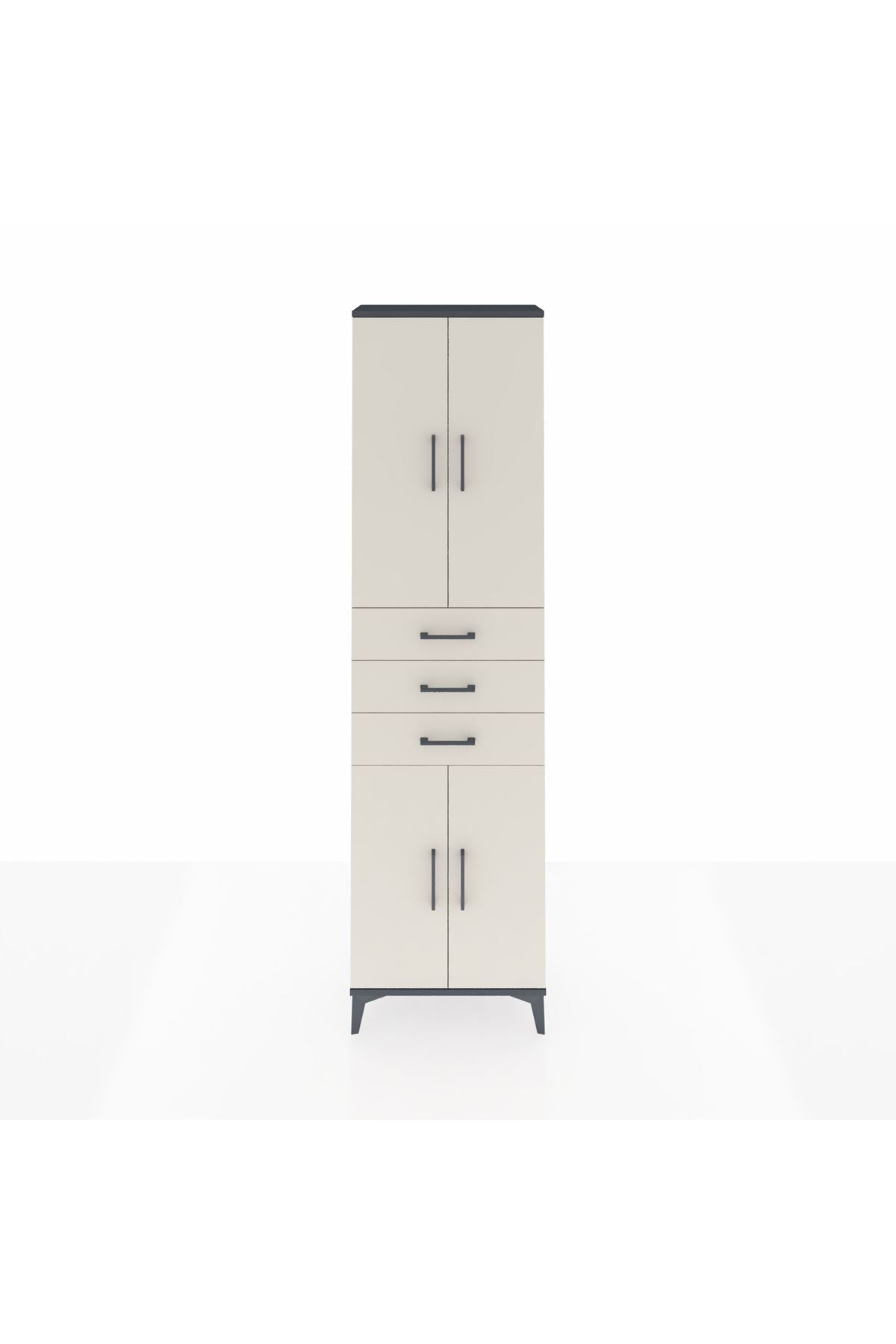 Arges Dolap 4 Raflı 3 Çekmeceli 4 Kapaklı 60x30x221 - S29M212V4A