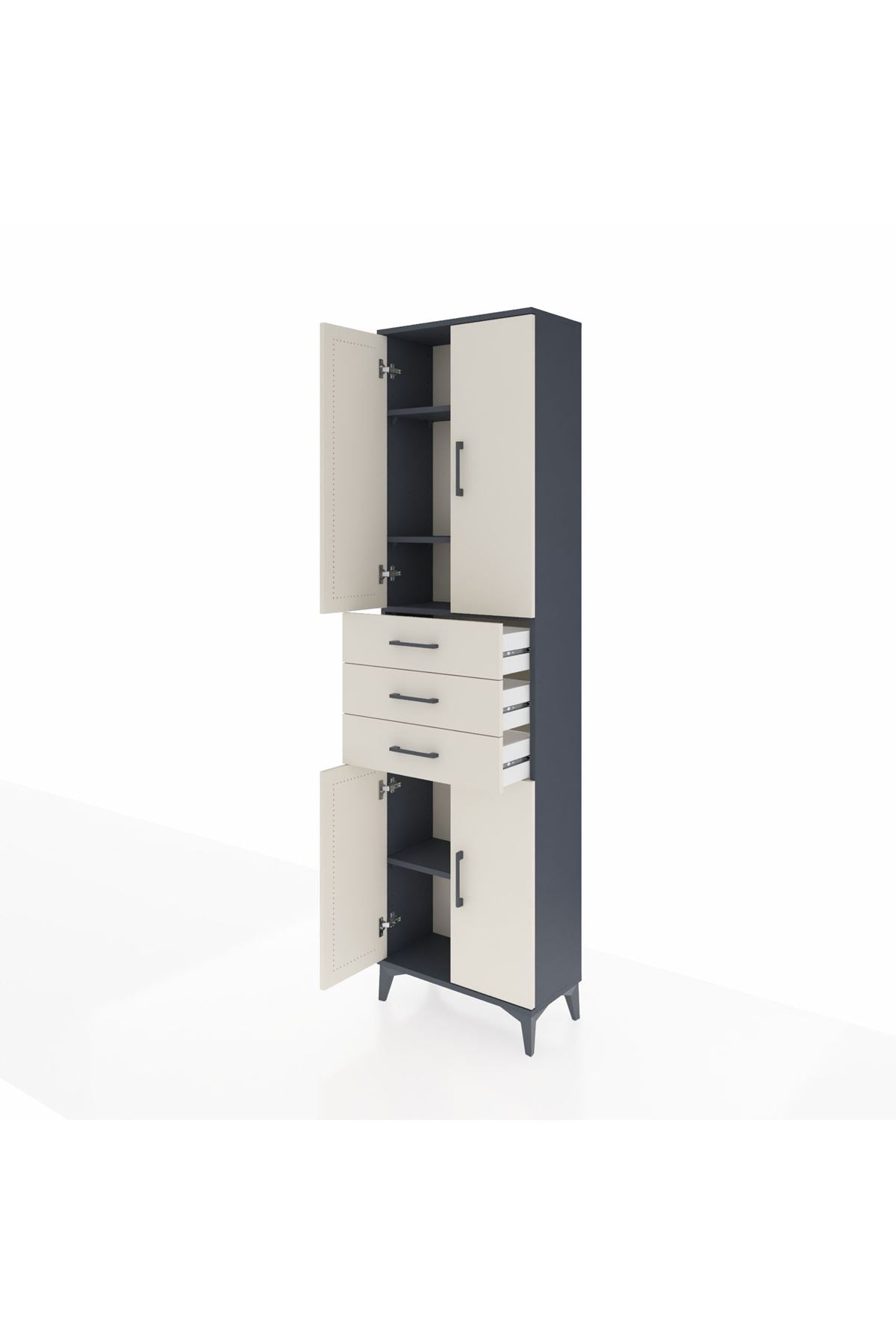 Arges Dolap 4 Raflı 3 Çekmeceli 4 Kapaklı 60x30x221 - S29M212V4A