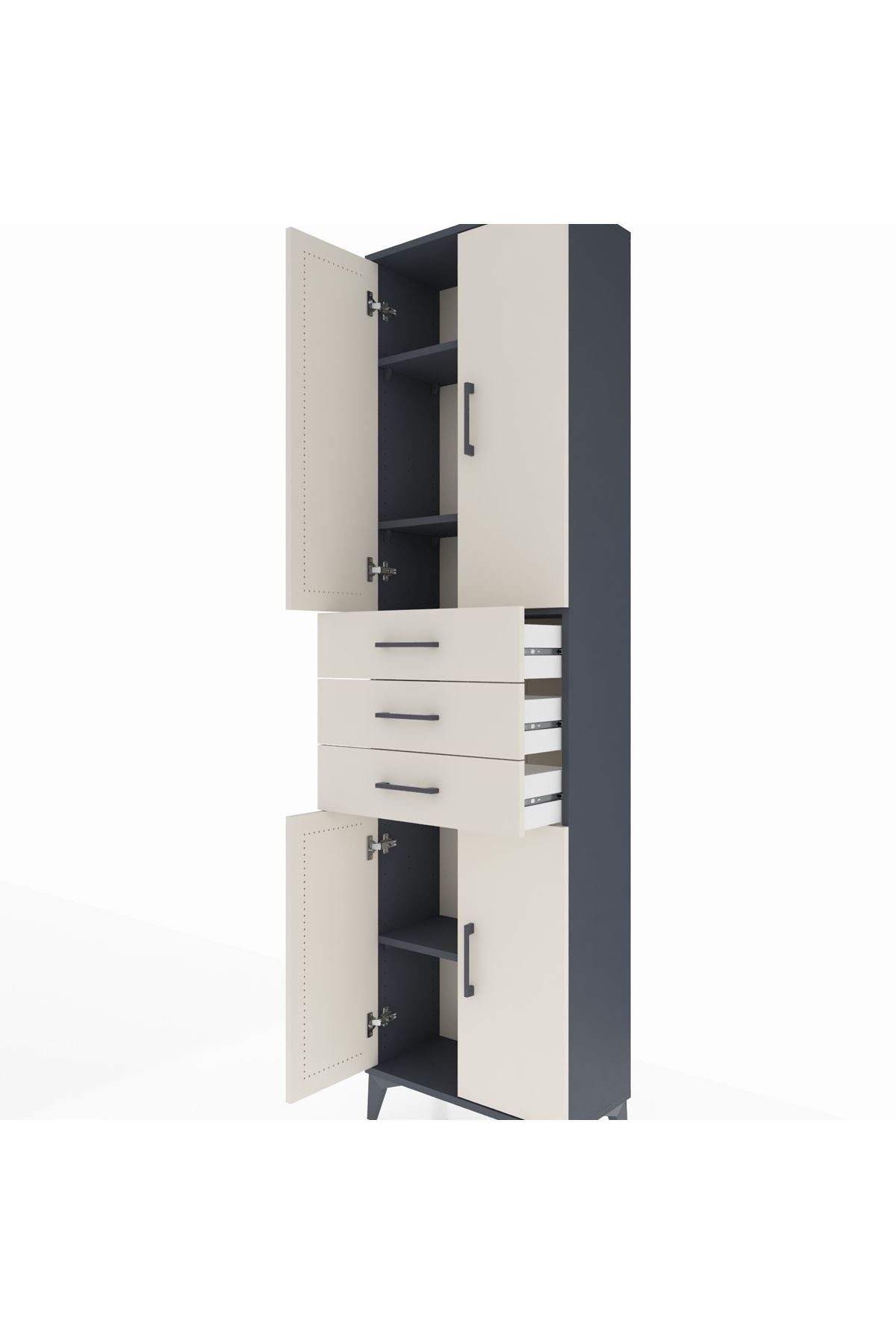Arges Dolap 4 Raflı 3 Çekmeceli 4 Kapaklı 60x30x221 - S29M212V4A