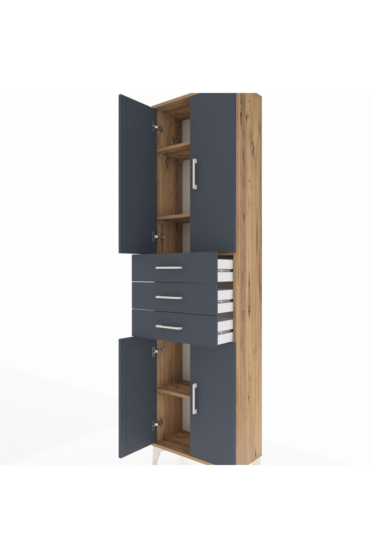 Arges Dolap 4 Raflı 3 Çekmeceli 4 Kapaklı 60x30x221 - S29M212V8A