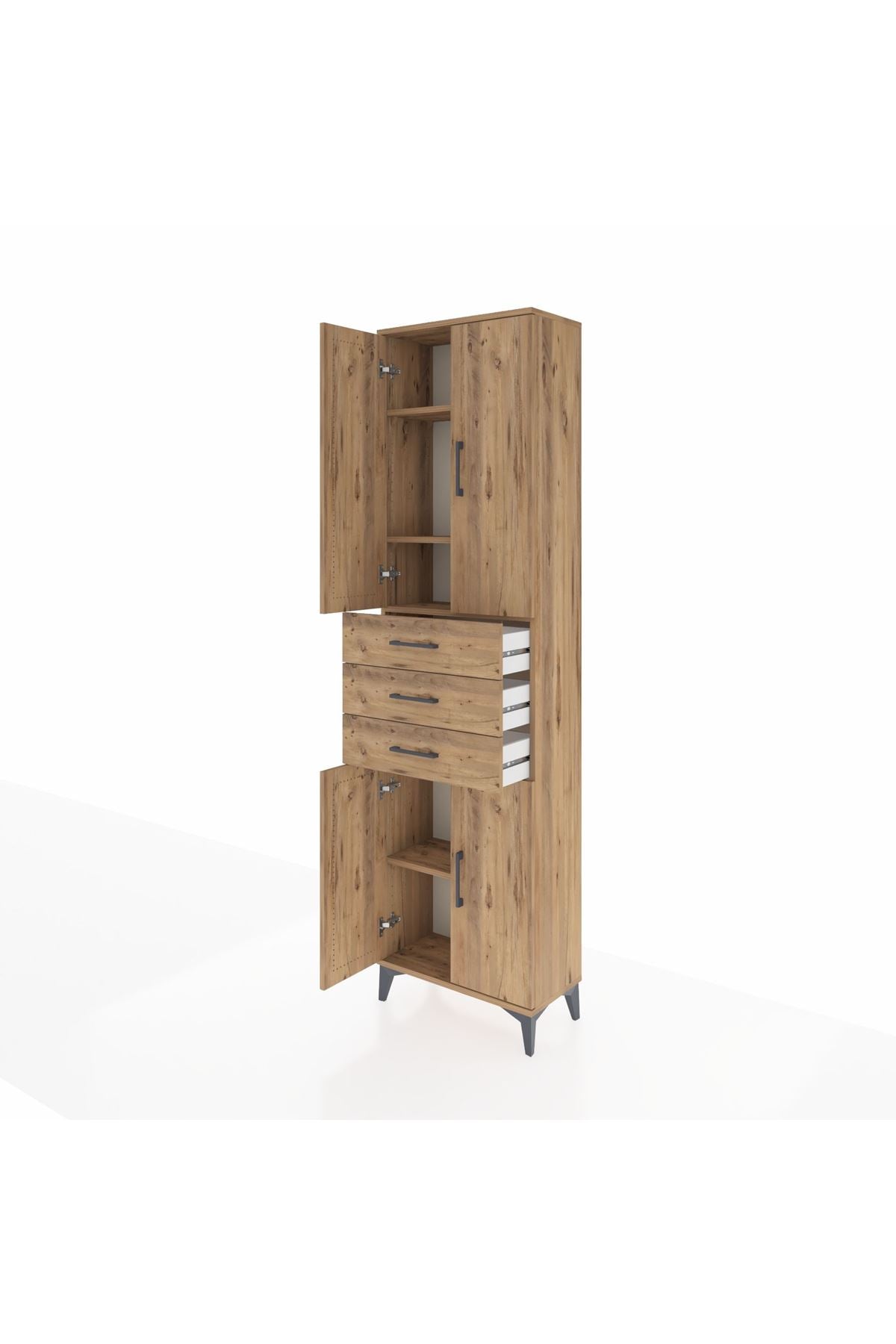 Arges Dolap 4 Raflı 3 Çekmeceli 4 Kapaklı 60x30x221 - S29M212V9A