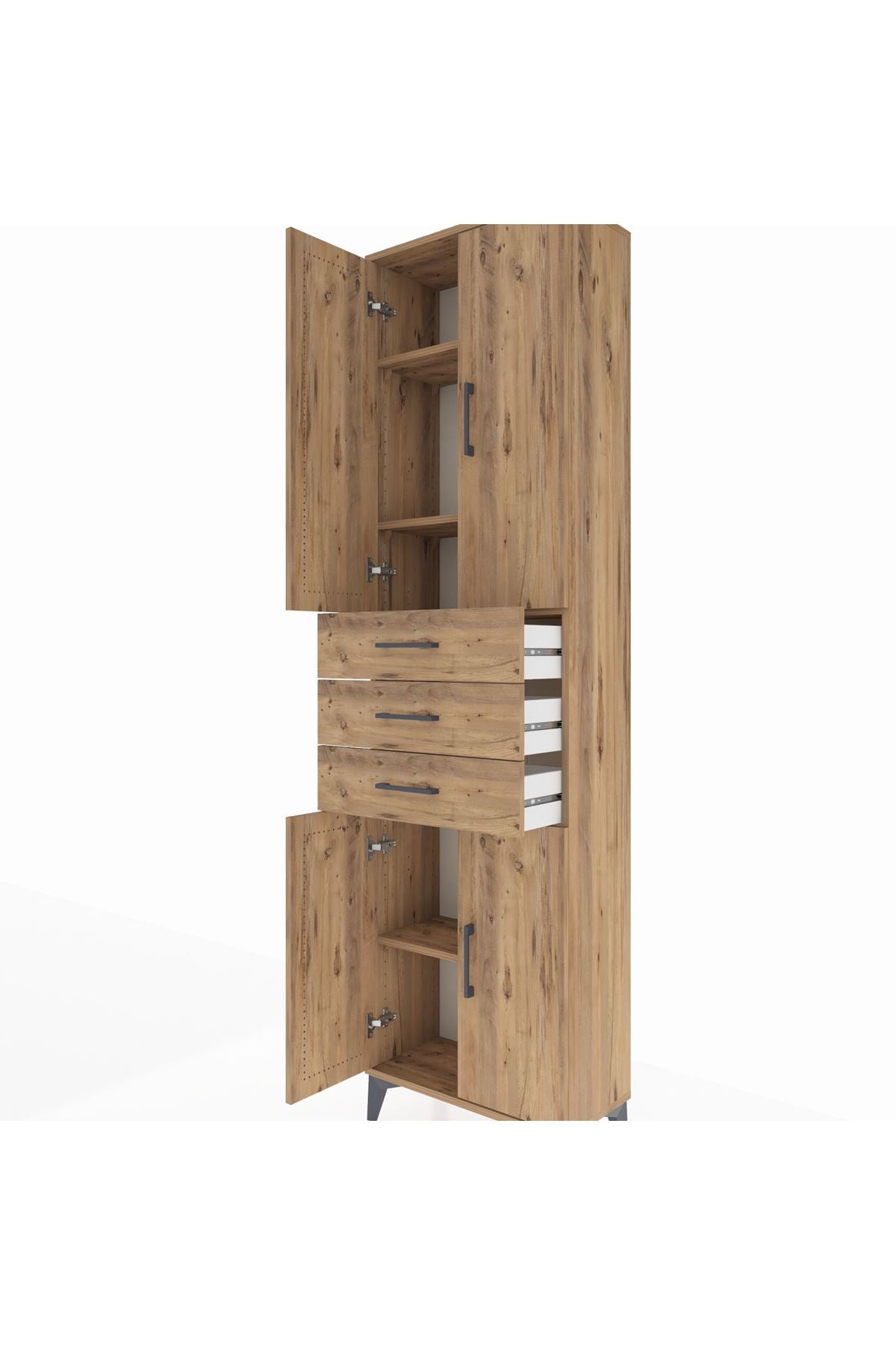 Arges Dolap 4 Raflı 3 Çekmeceli 4 Kapaklı 60x30x221 - S29M212V9A