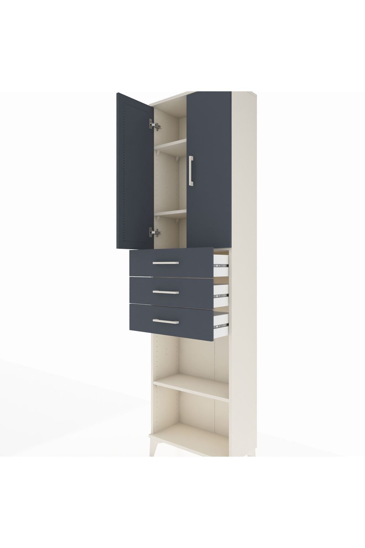 Arges Dolap 4 Raflı 3 Çekmeceli 2 Kapaklı 60x30x221 - S29M213V2A