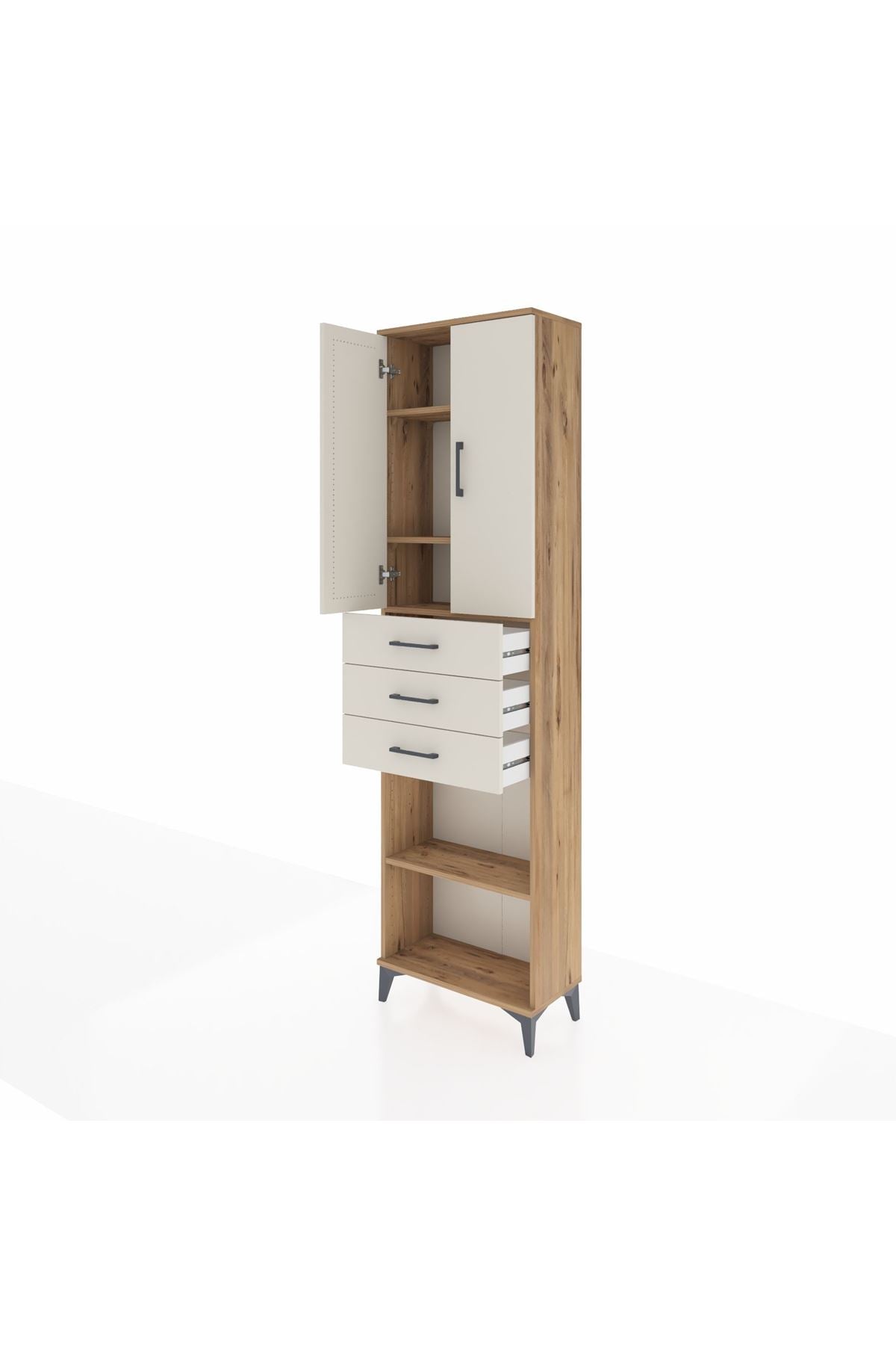 Arges Dolap 4 Raflı 3 Çekmeceli 2 Kapaklı 60x30x221 - S29M213V7A
