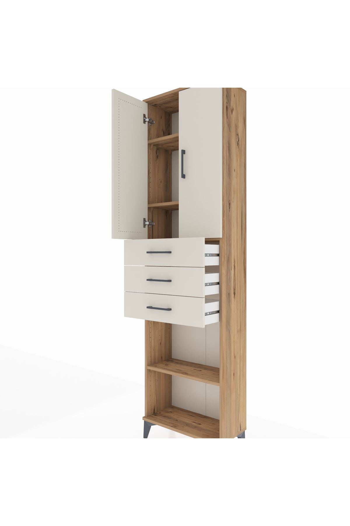 Arges Dolap 4 Raflı 3 Çekmeceli 2 Kapaklı 60x30x221 - S29M213V7A