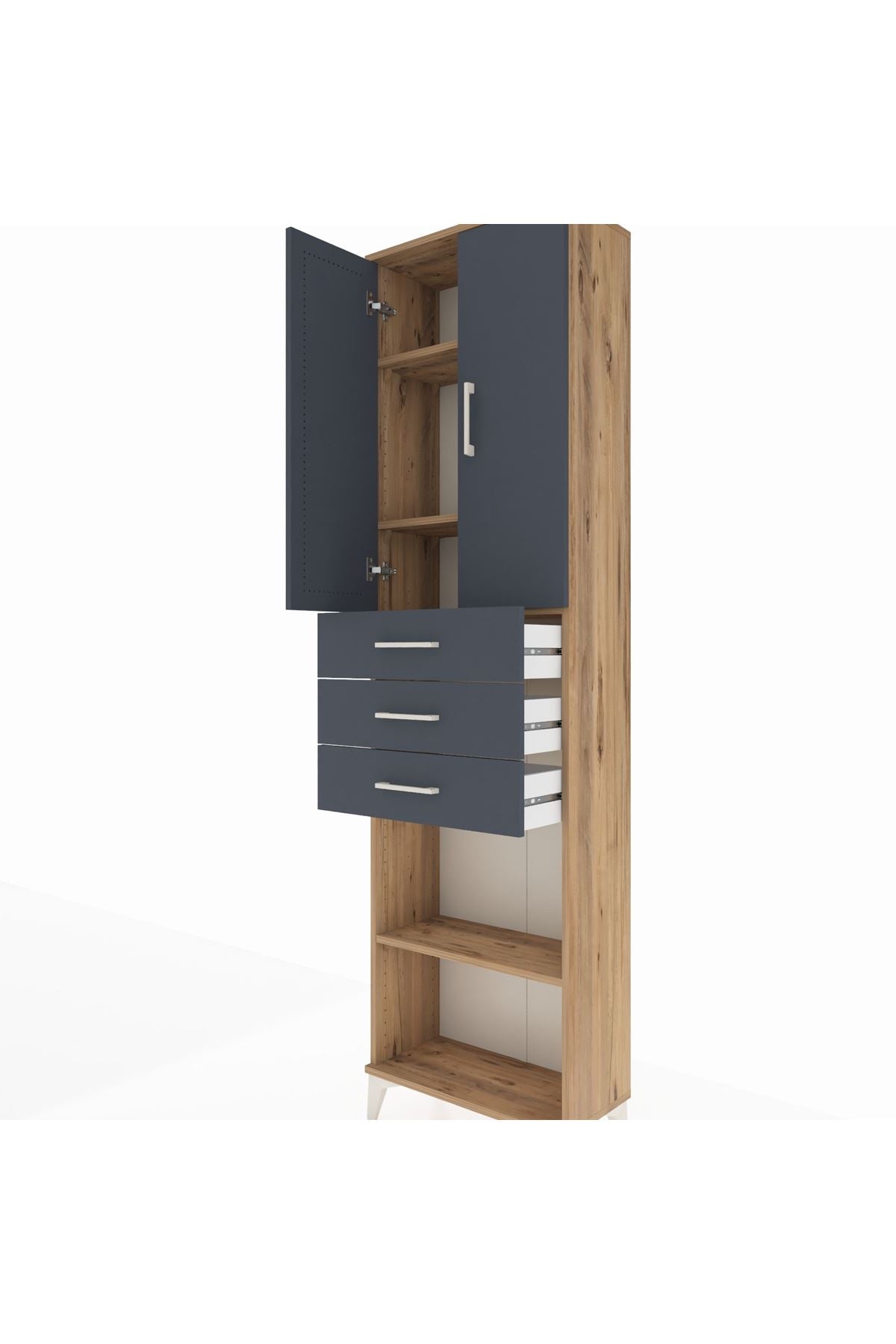 Arges Dolap 4 Raflı 3 Çekmeceli 2 Kapaklı 60x30x221 - S29M213V8A