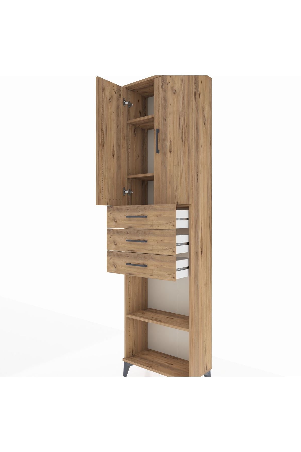 Arges Dolap 4 Raflı 3 Çekmeceli 2 Kapaklı 60x30x221 - S29M213V9A