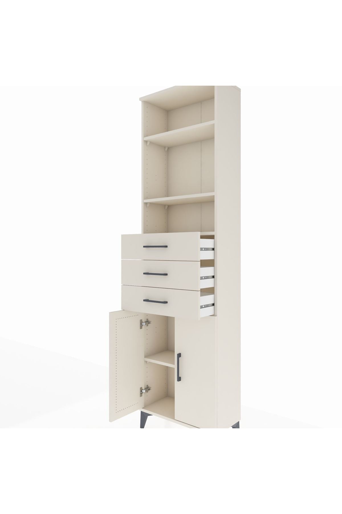 Arges Dolap 4 Raflı 3 Çekmeceli 2 Kapaklı 60x30x221 - S29M214V1A
