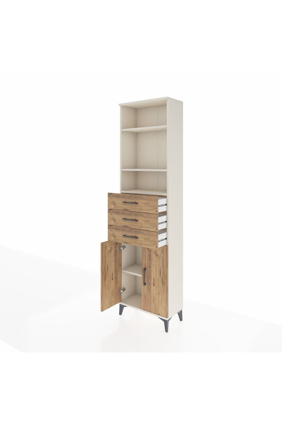 Arges Dolap 4 Raflı 3 Çekmeceli 2 Kapaklı 60x30x221 - S29M214V3A