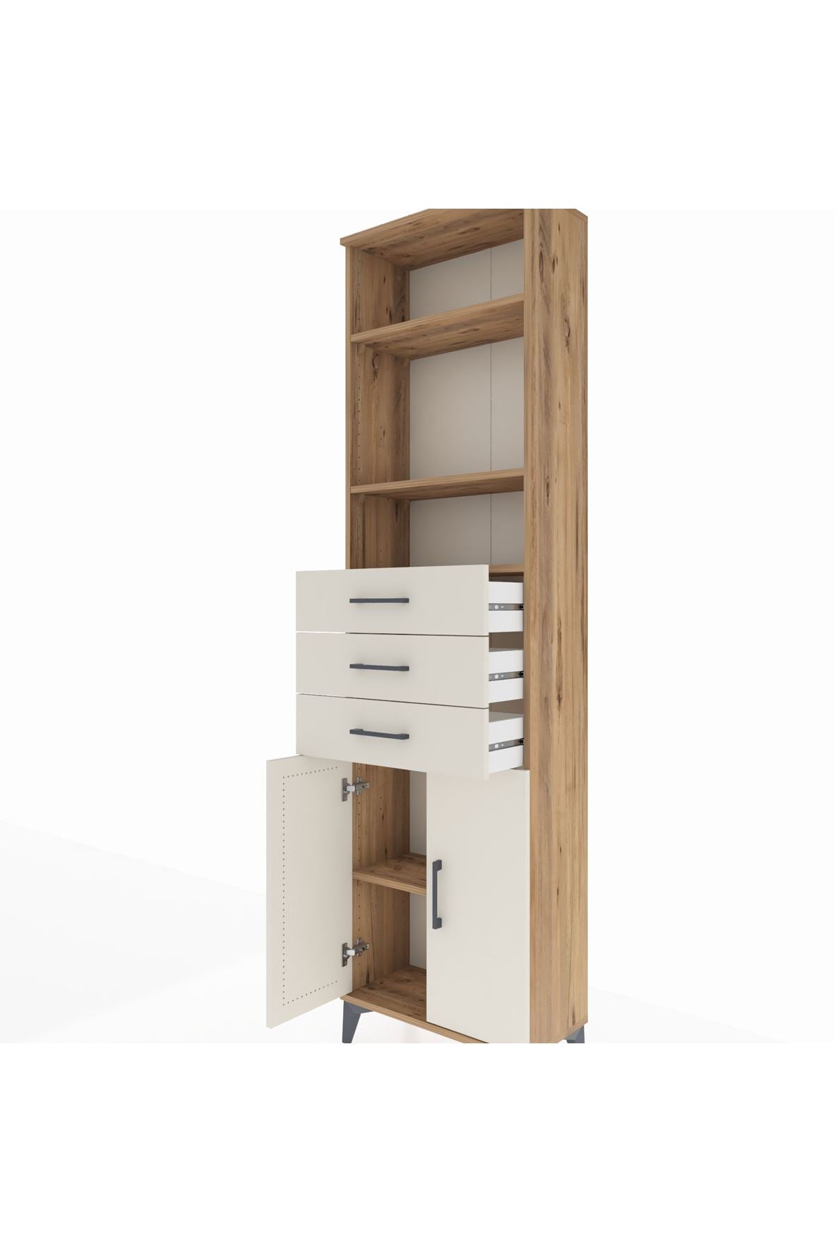 Arges Dolap 4 Raflı 3 Çekmeceli 2 Kapaklı 60x30x221 - S29M214V7A