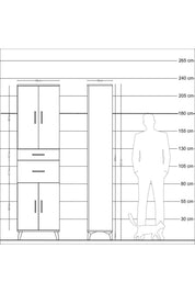 Arges Dolap 4 Raflı 2 Çekmeceli 4 Kapaklı 60x30x221 - S29M216V2A