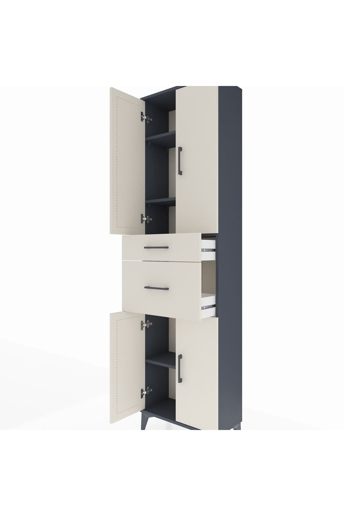 Arges Dolap 4 Raflı 2 Çekmeceli 4 Kapaklı 60x30x221 - S29M216V4A