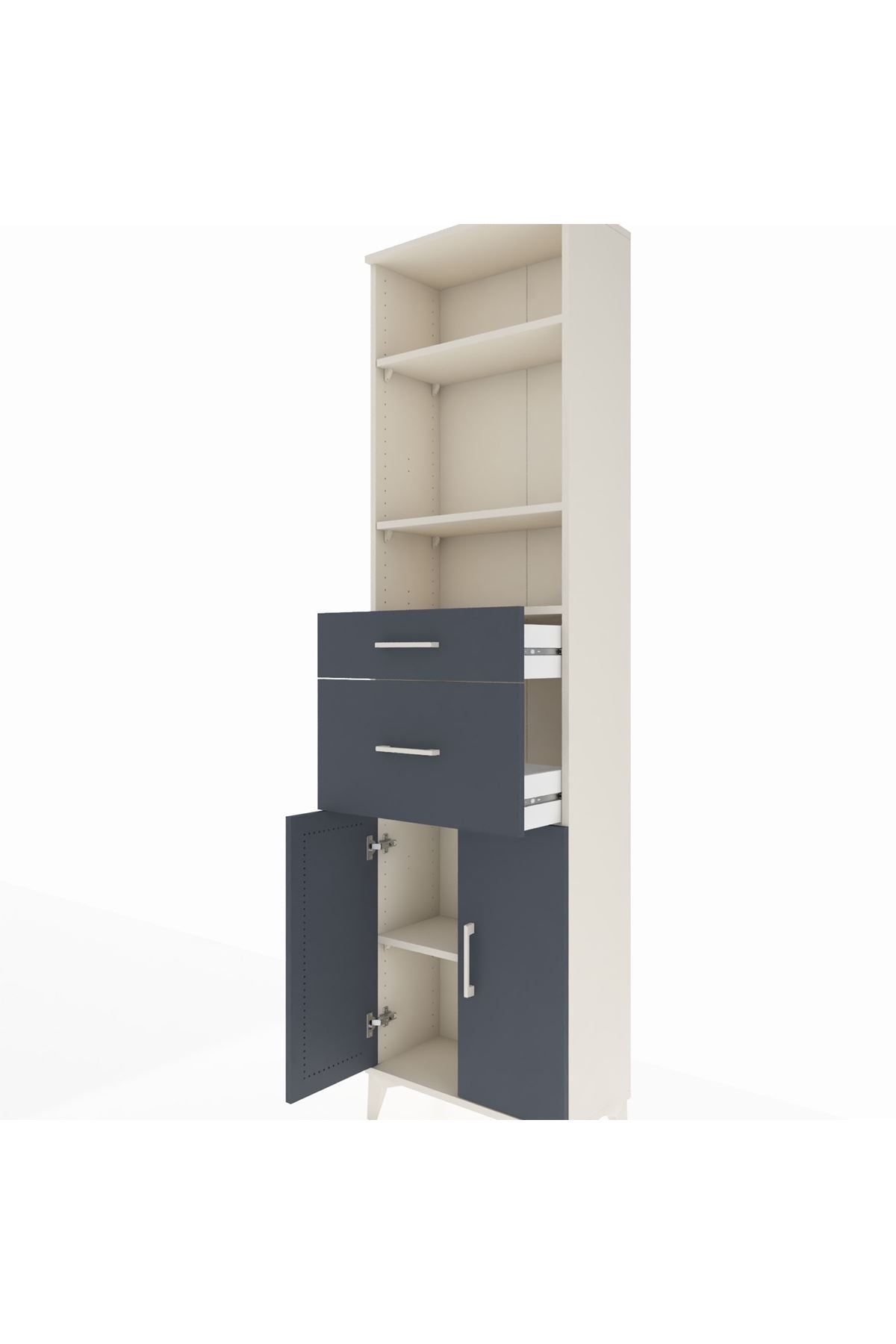 Arges Dolap 4 Raflı 2 Çekmeceli 2 Kapaklı 60x30x221 - S29M218V2A