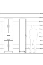 Arges Dolap 4 Raflı 2 Çekmeceli 4 Kapaklı 60x30x221 - S29M220V2A