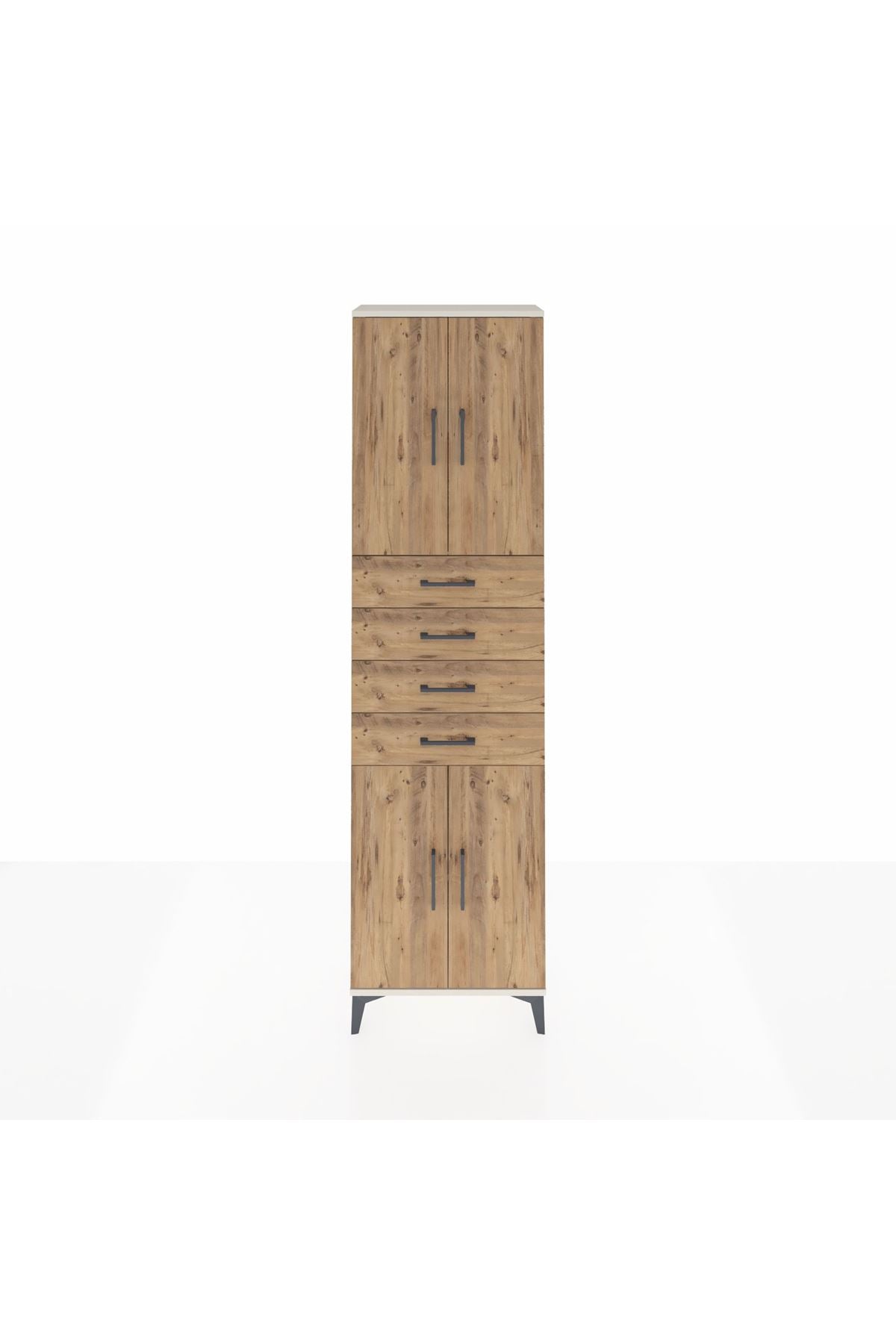 Arges Dolap 3 Raflı 4 Çekmeceli 4 Kapaklı 60x30x221 - S29M224V3A
