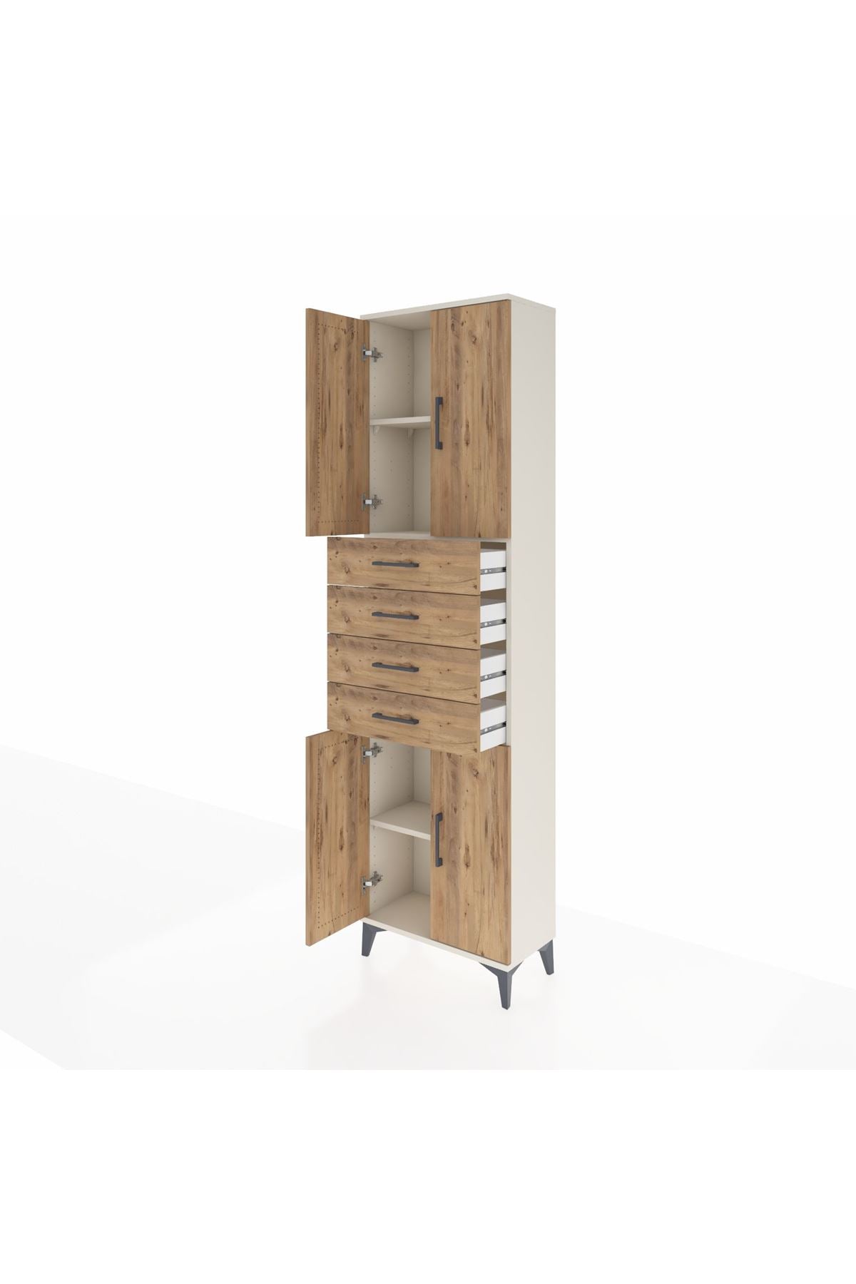 Arges Dolap 3 Raflı 4 Çekmeceli 4 Kapaklı 60x30x221 - S29M224V3A