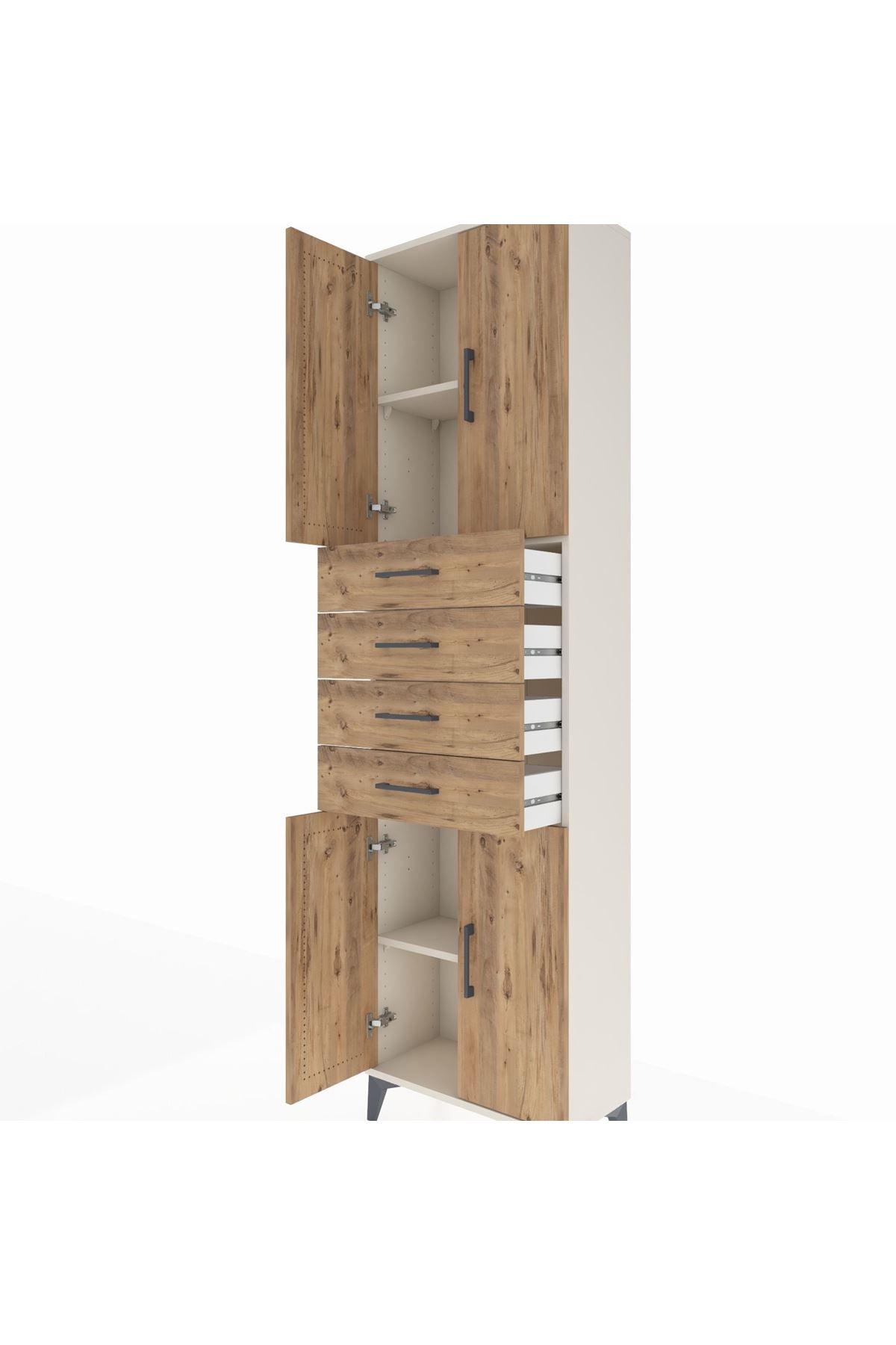Arges Dolap 3 Raflı 4 Çekmeceli 4 Kapaklı 60x30x221 - S29M224V3A