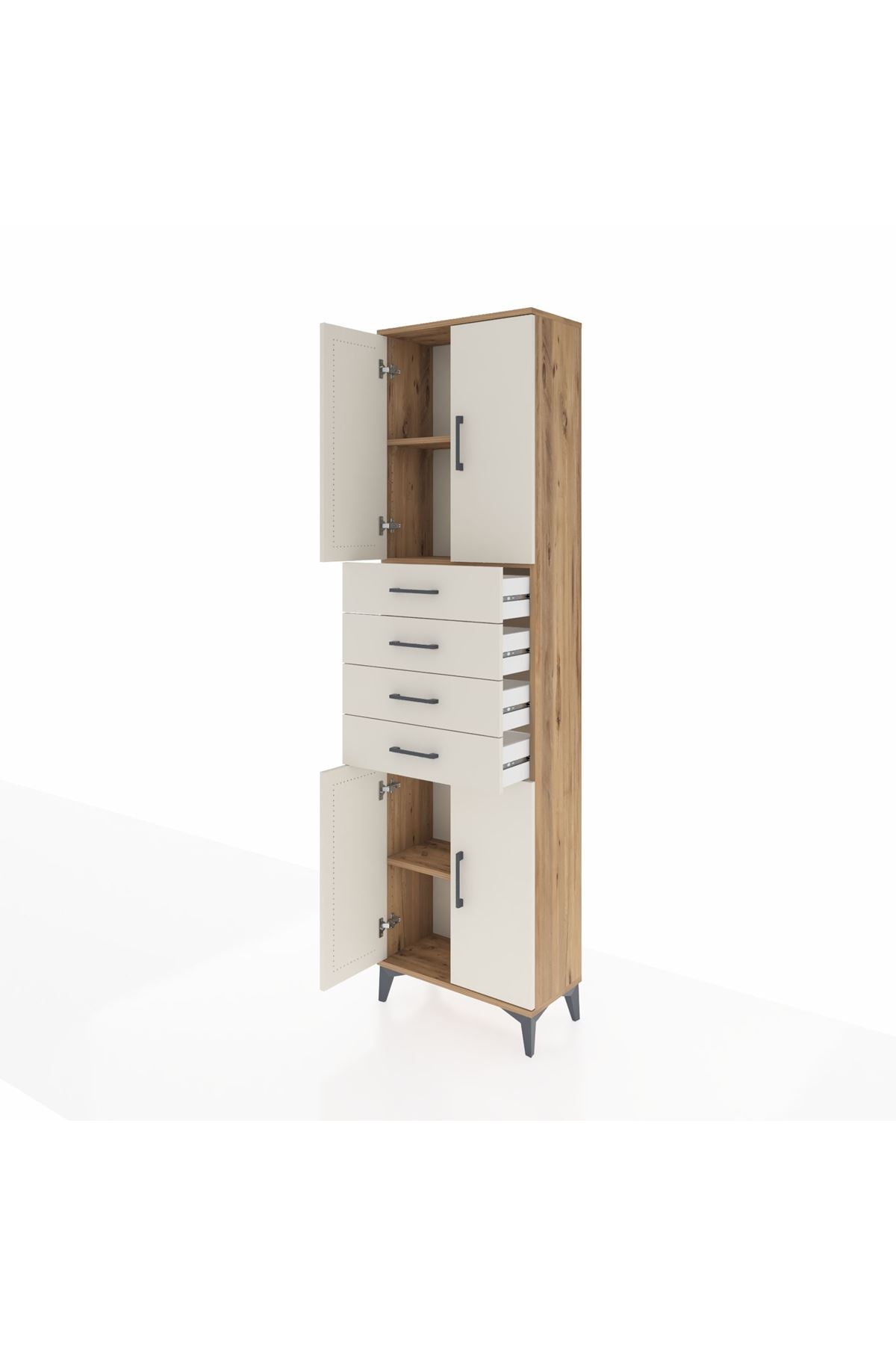 Arges Dolap 3 Raflı 4 Çekmeceli 4 Kapaklı 60x30x221 - S29M224V7A