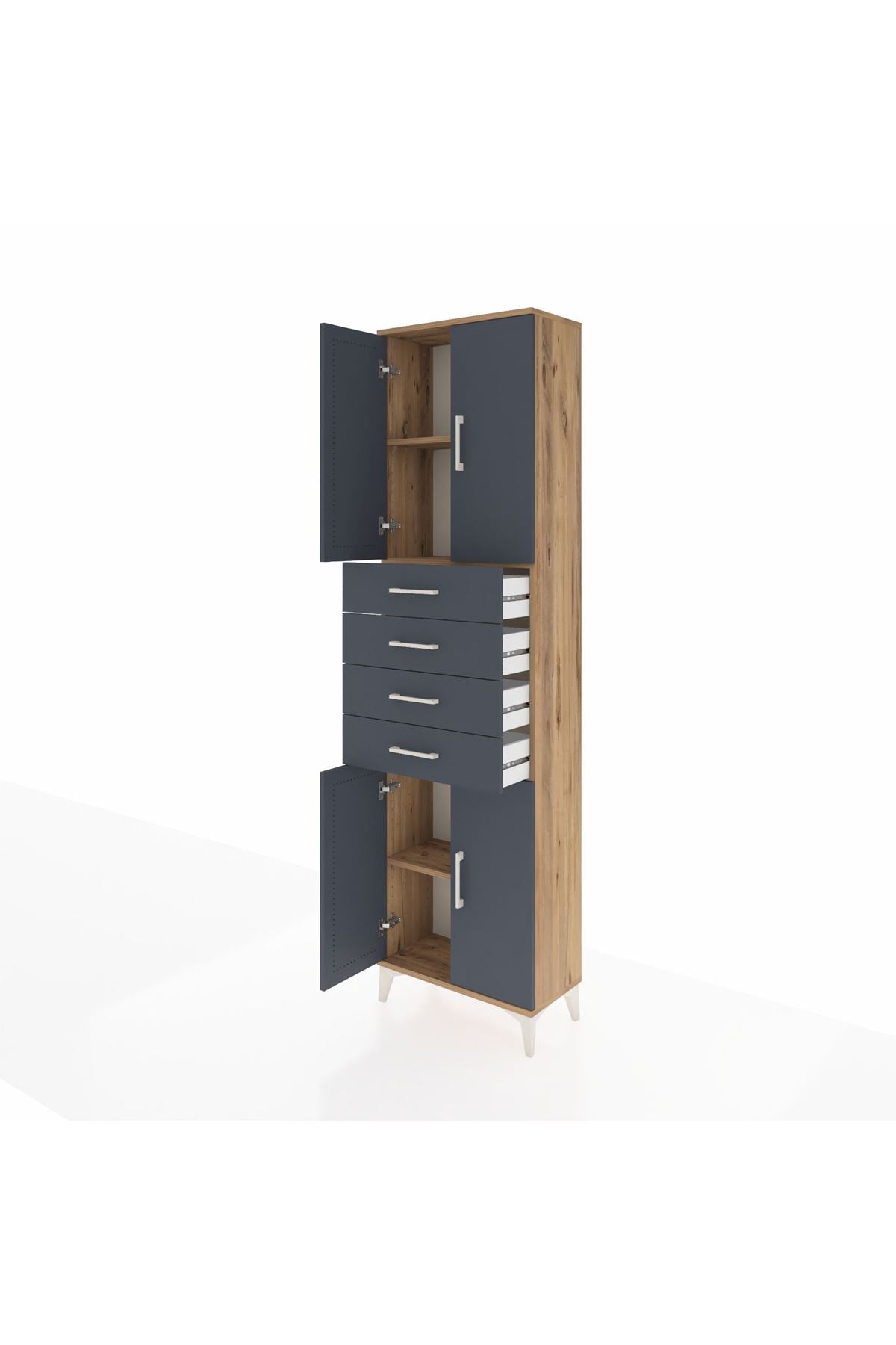 Arges Dolap 3 Raflı 4 Çekmeceli 4 Kapaklı 60x30x221 - S29M224V8A