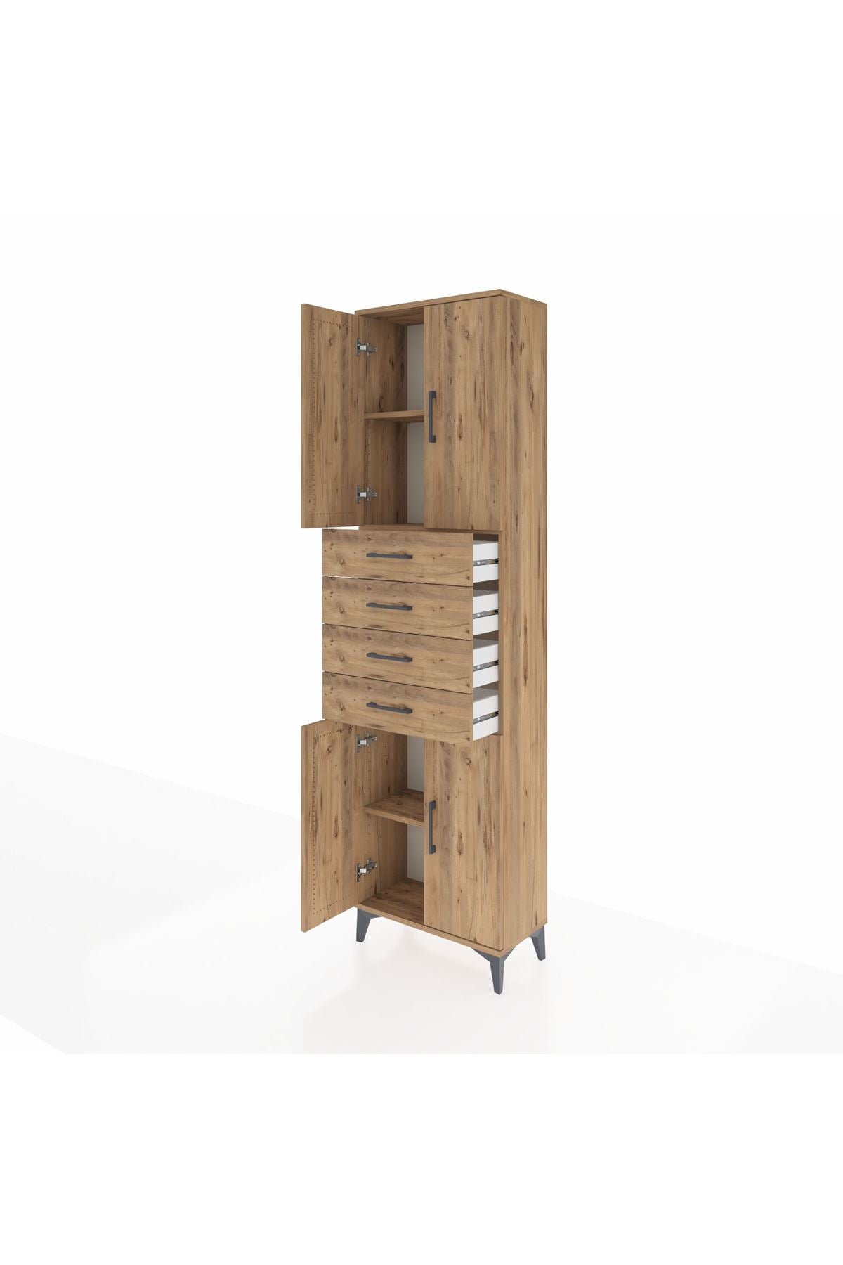 Arges Dolap 3 Raflı 4 Çekmeceli 4 Kapaklı 60x30x221 - S29M224V9A