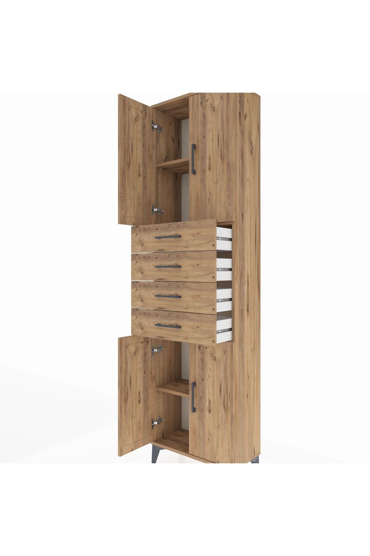 Arges Dolap 3 Raflı 4 Çekmeceli 4 Kapaklı 60x30x221 - S29M224V9A