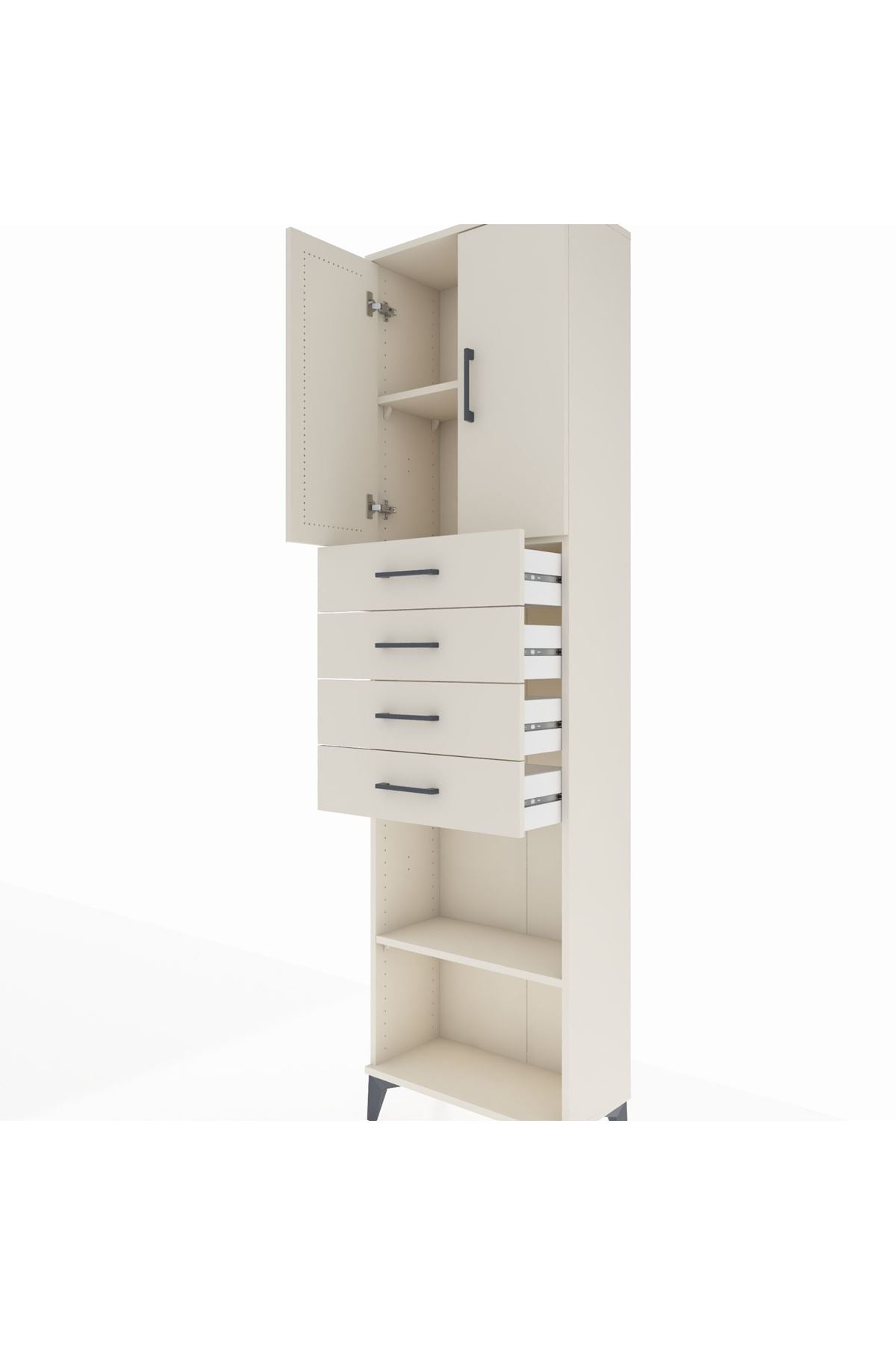 Arges Dolap 3 Raflı 4 Çekmeceli 2 Kapaklı 60x30x221 - S29M225V1A