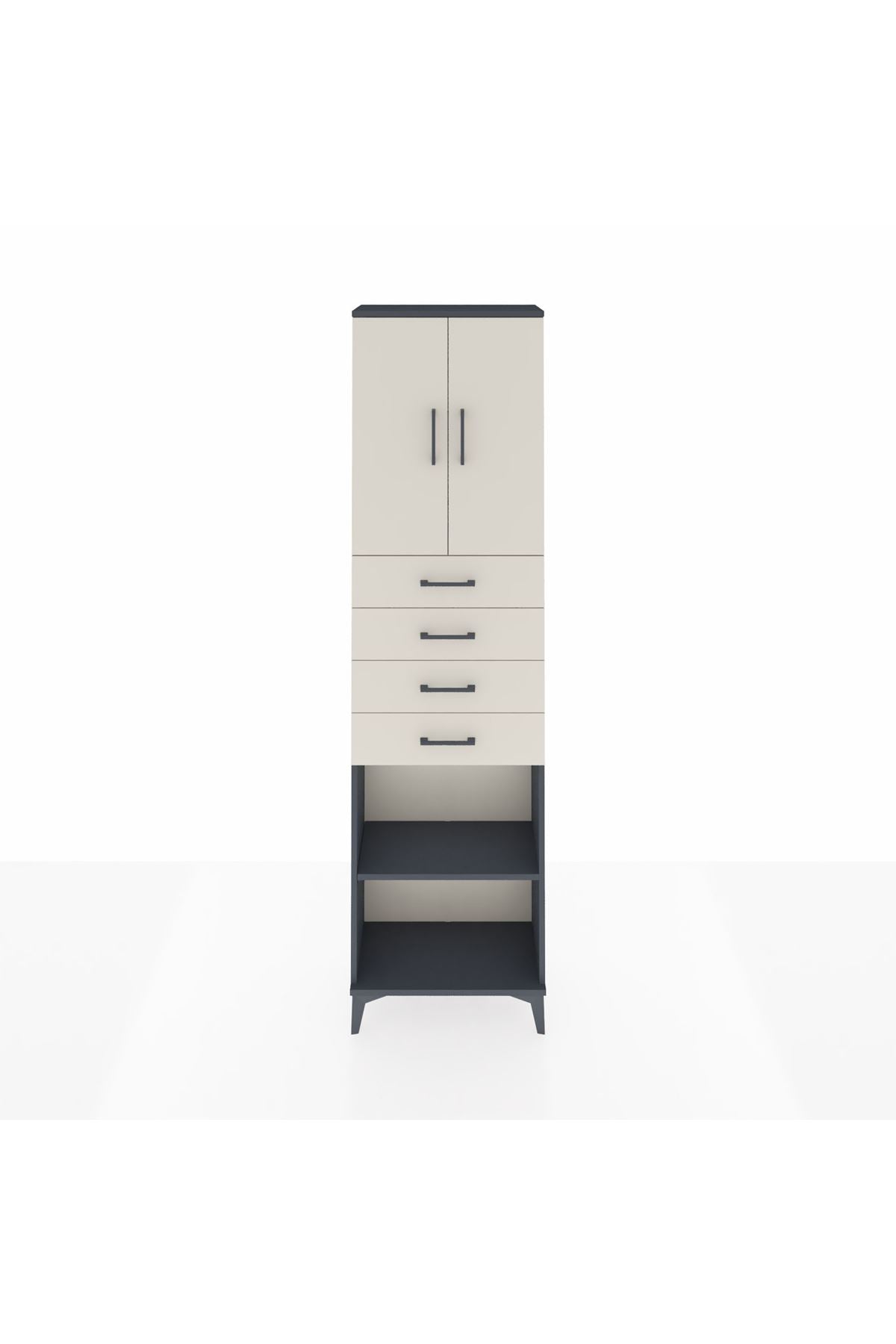 Arges Dolap 3 Raflı 4 Çekmeceli 2 Kapaklı 60x30x221 - S29M225V4A