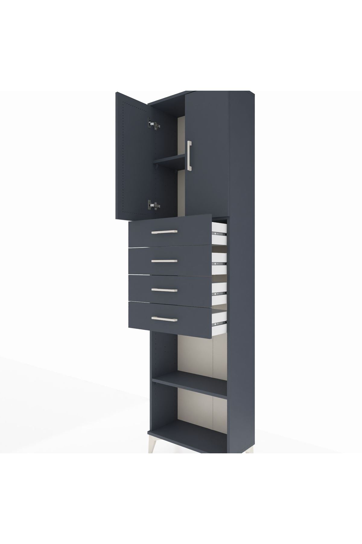 Arges Dolap 3 Raflı 4 Çekmeceli 2 Kapaklı 60x30x221 - S29M225V5A