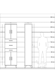 Arges Dolap 3 Raflı 3 Çekmeceli 4 Kapaklı 60x30x221 - S29M228V4A
