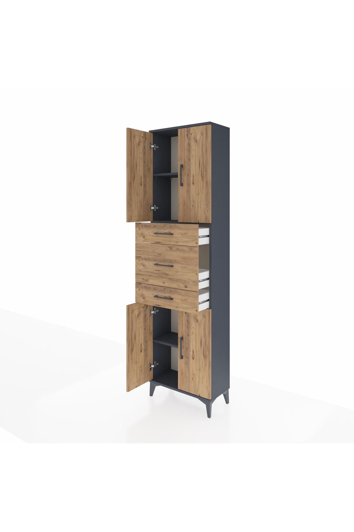 Arges Dolap 3 Raflı 3 Çekmeceli 4 Kapaklı 60x30x221 - S29M228V6A