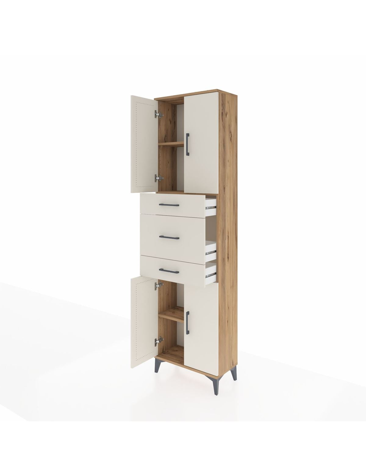 Arges Dolap 3 Raflı 3 Çekmeceli 4 Kapaklı 60x30x221 - S29M228V7A