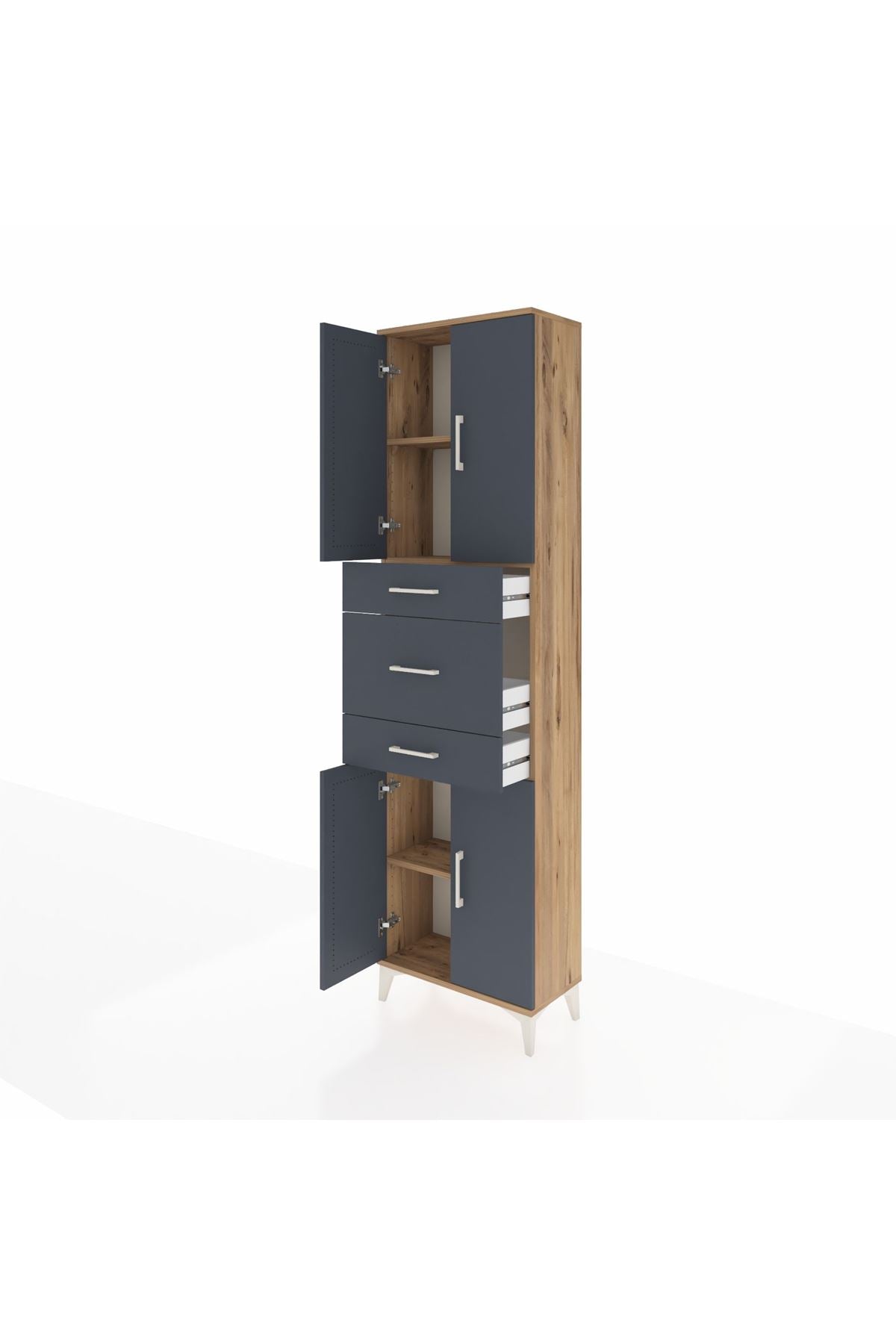 Arges Dolap 3 Raflı 3 Çekmeceli 4 Kapaklı 60x30x221 - S29M228V8A