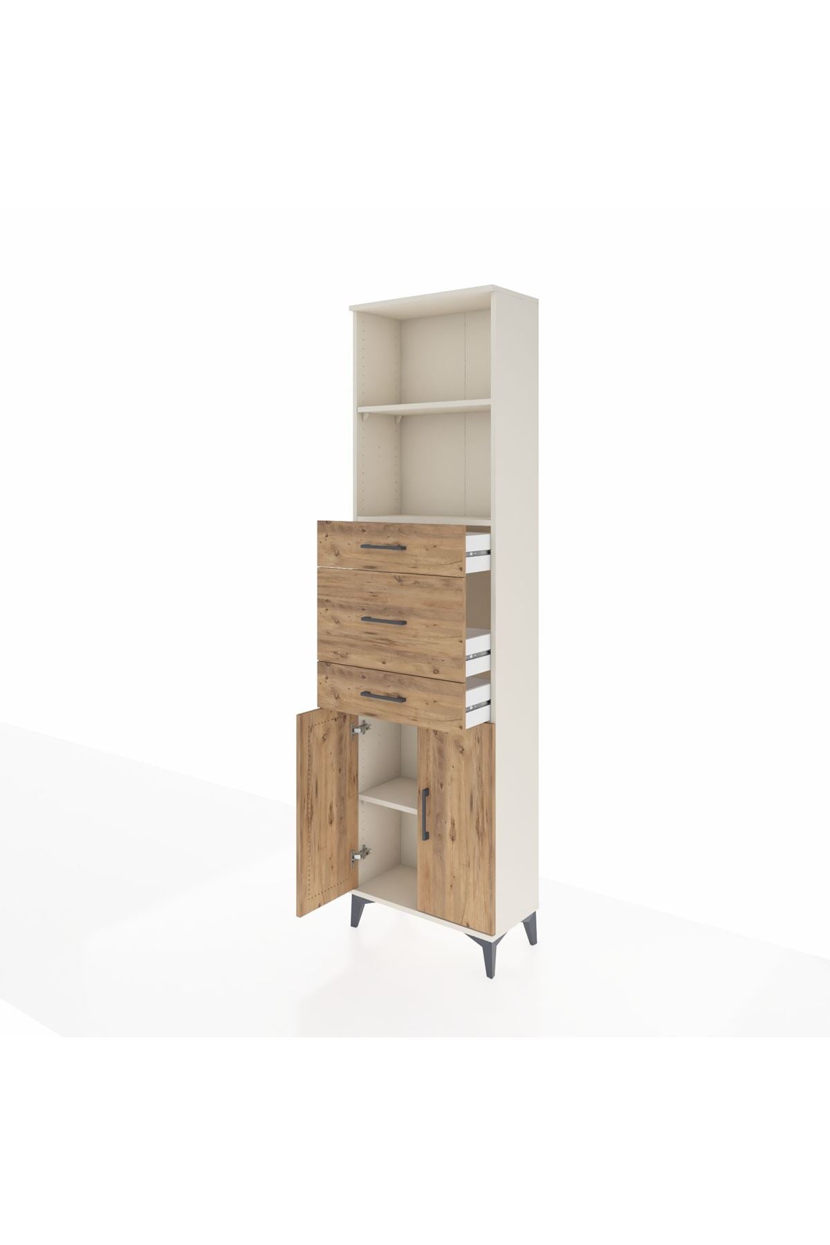 Arges Dolap 3 Raflı 3 Çekmeceli 2 Kapaklı 60x30x221 - S29M229V3A