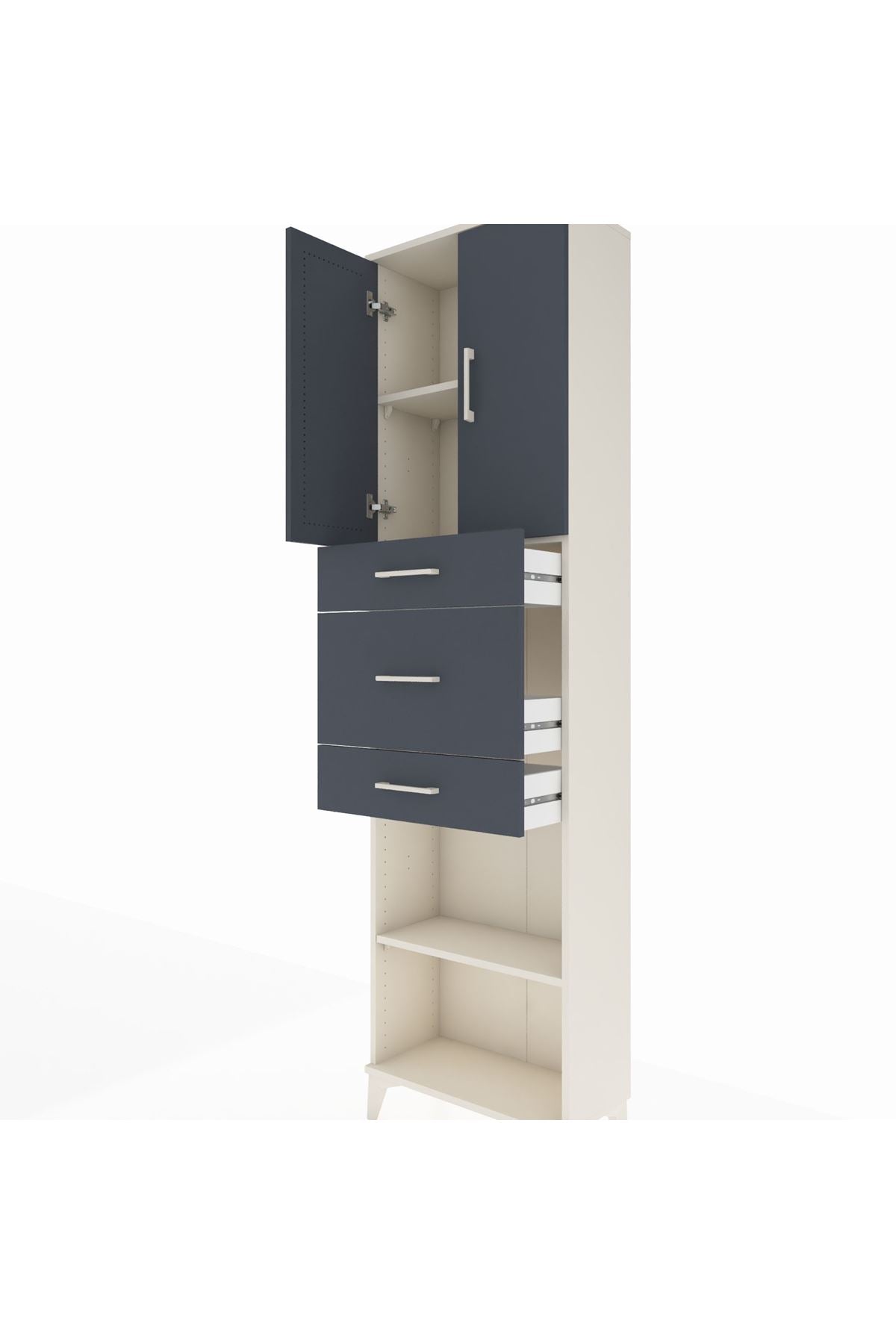 Arges Dolap 3 Raflı 3 Çekmeceli 2 Kapaklı 60x30x221 - S29M230V2A