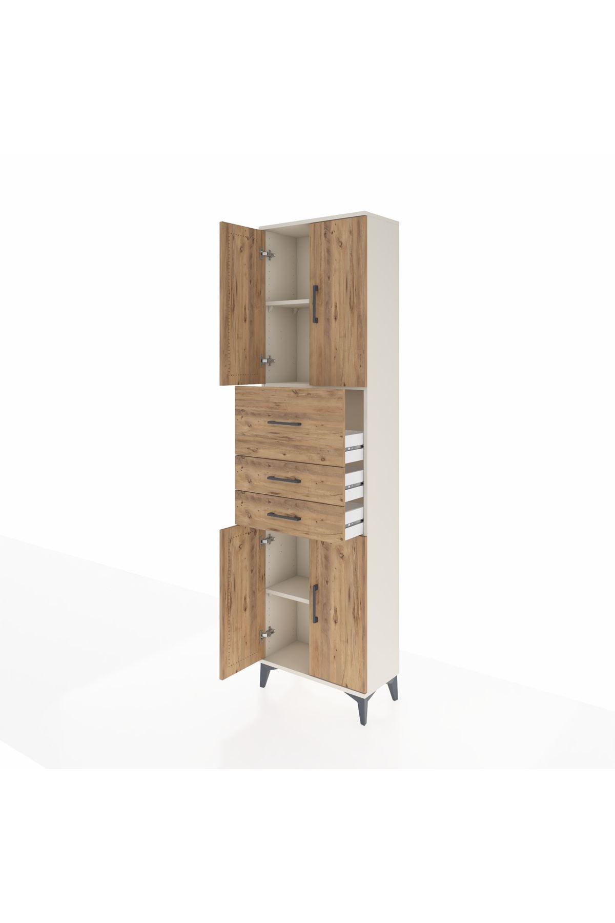Arges Dolap 3 Raflı 3 Çekmeceli 4 Kapaklı 60x30x221 - S29M232V3A
