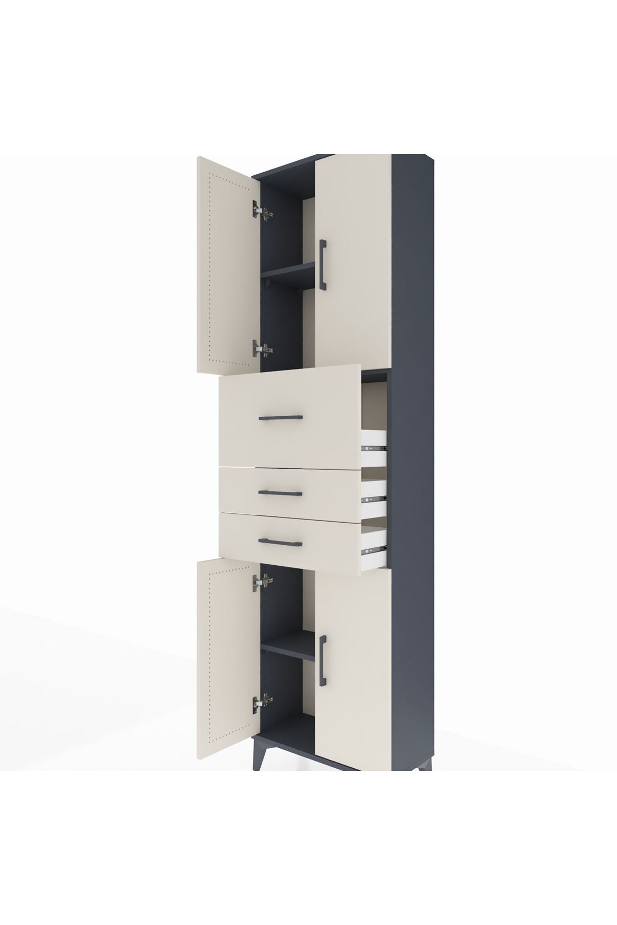Arges Dolap 3 Raflı 3 Çekmeceli 4 Kapaklı 60x30x221 - S29M232V4A