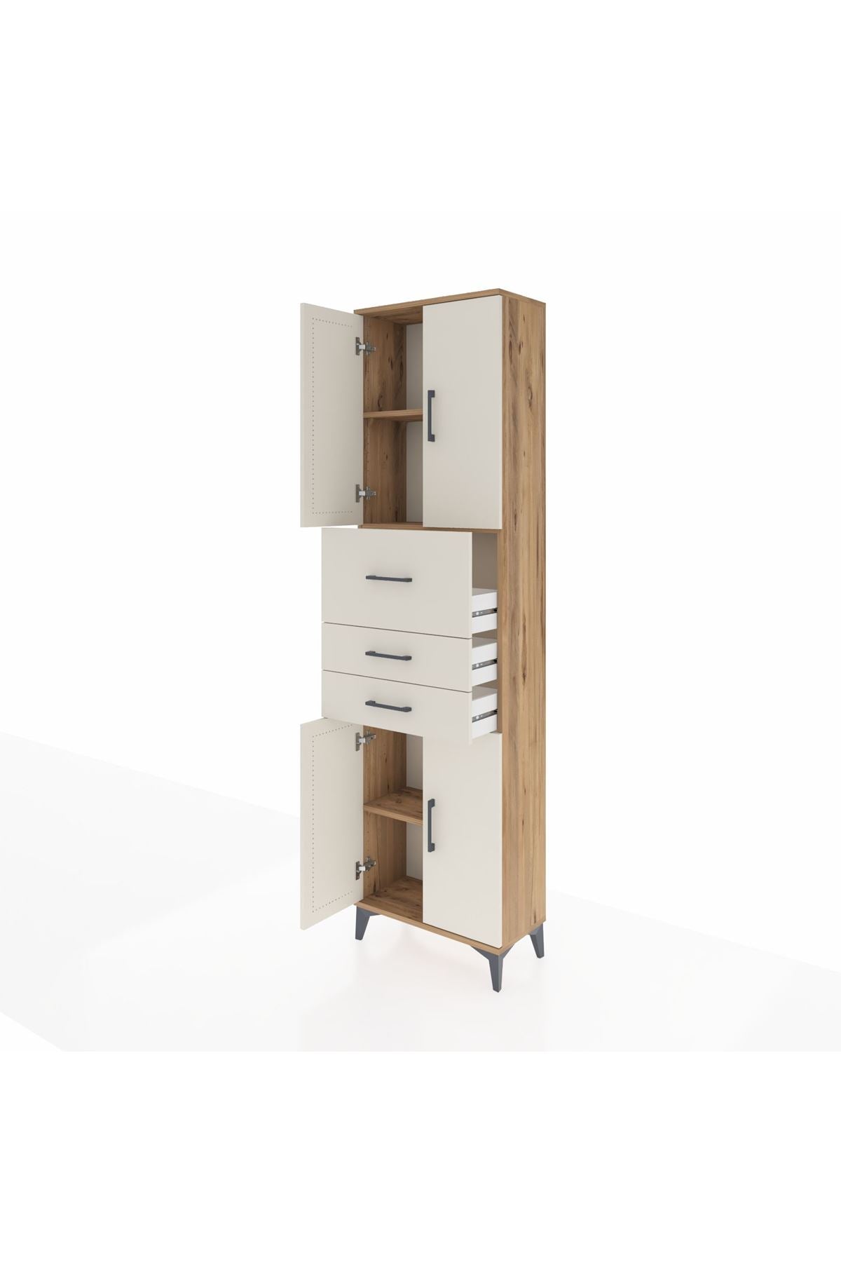 Arges Dolap 3 Raflı 3 Çekmeceli 4 Kapaklı 60x30x221 - S29M232V7A