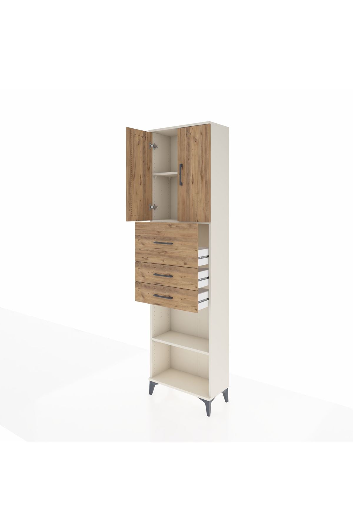 Arges Dolap 3 Raflı 3 Çekmeceli 2 Kapaklı 60x30x221 - S29M233V3A