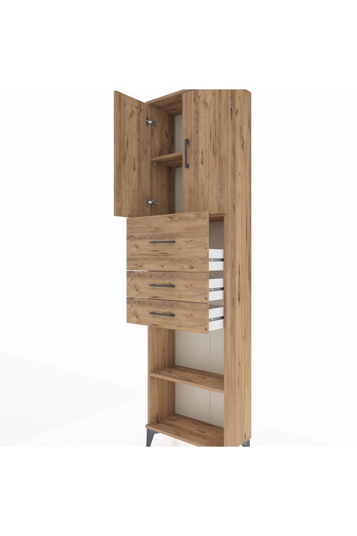 Arges Dolap 3 Raflı 3 Çekmeceli 2 Kapaklı 60x30x221 - S29M233V9A