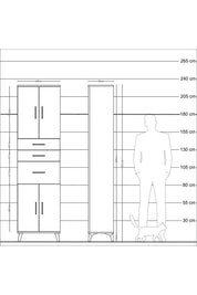 Arges Dolap 3 Raflı 3 Çekmeceli 4 Kapaklı 60x30x221 - S29M236V2A