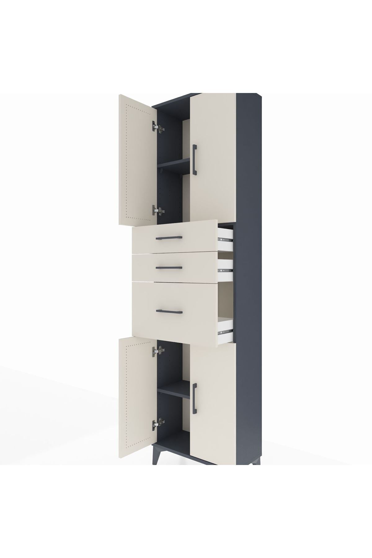 Arges Dolap 3 Raflı 3 Çekmeceli 4 Kapaklı 60x30x221 - S29M236V4A
