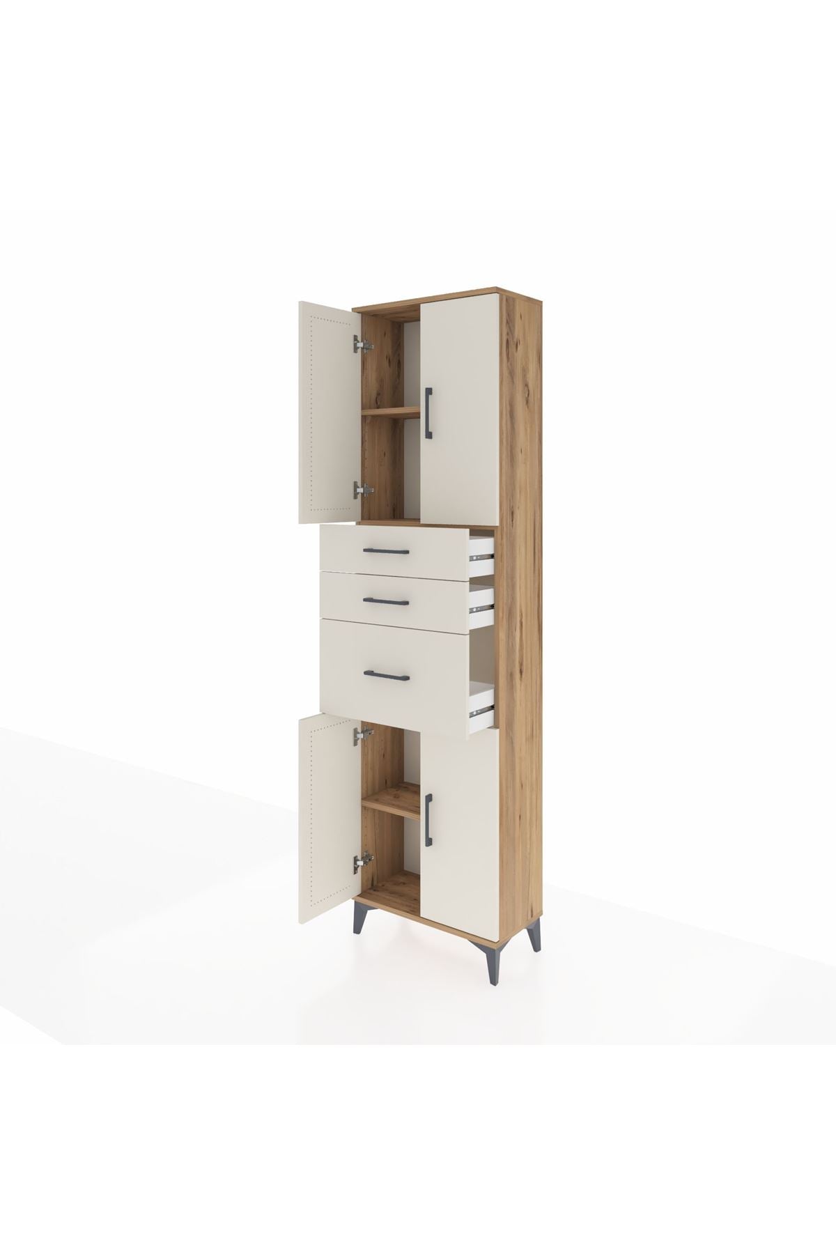 Arges Dolap 3 Raflı 3 Çekmeceli 4 Kapaklı 60x30x221 - S29M236V7A